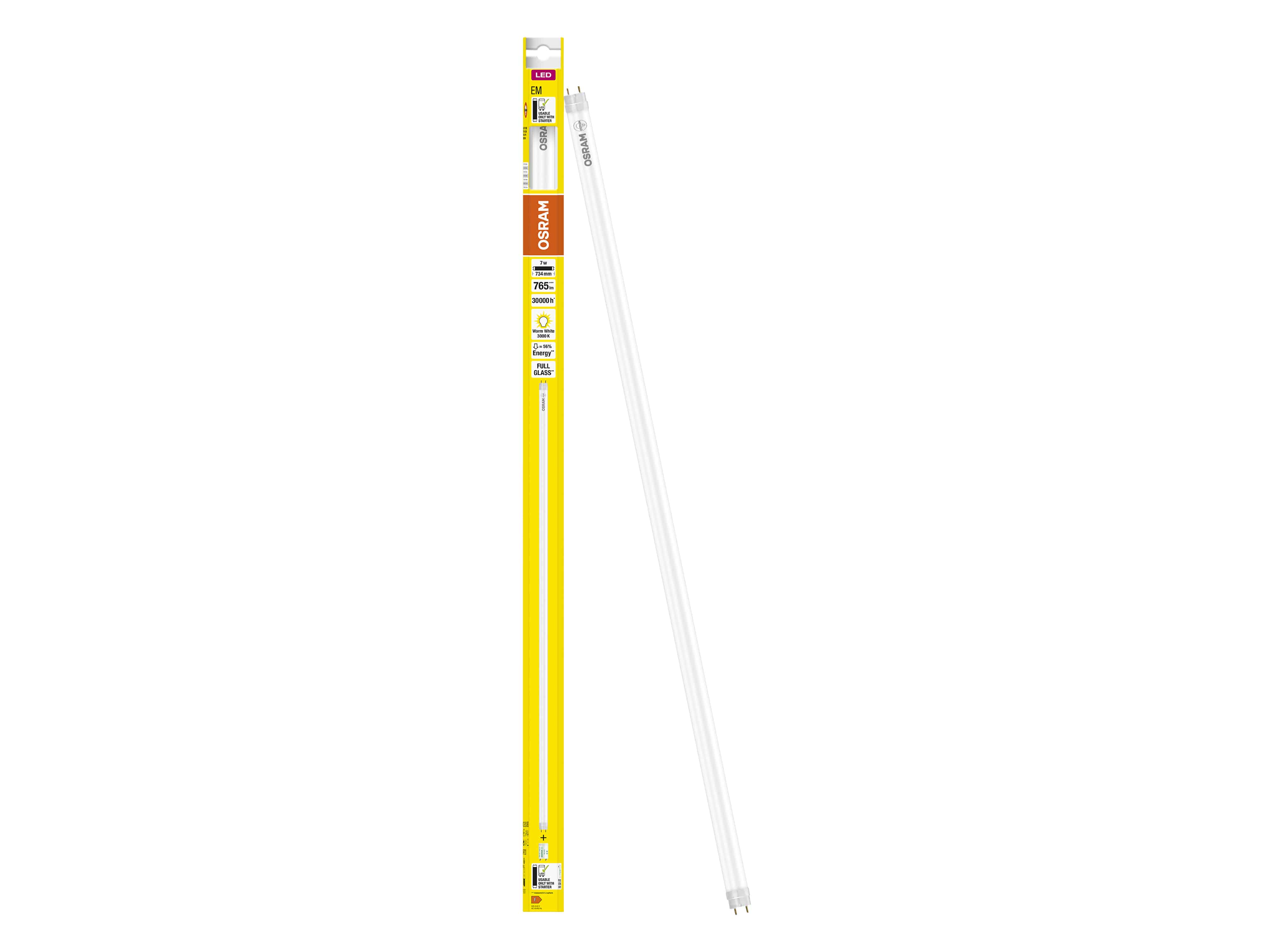 OSRAM LED-Röhre, T8, 720mm, G13, EEK: F, 7W, 765lm, 3000K