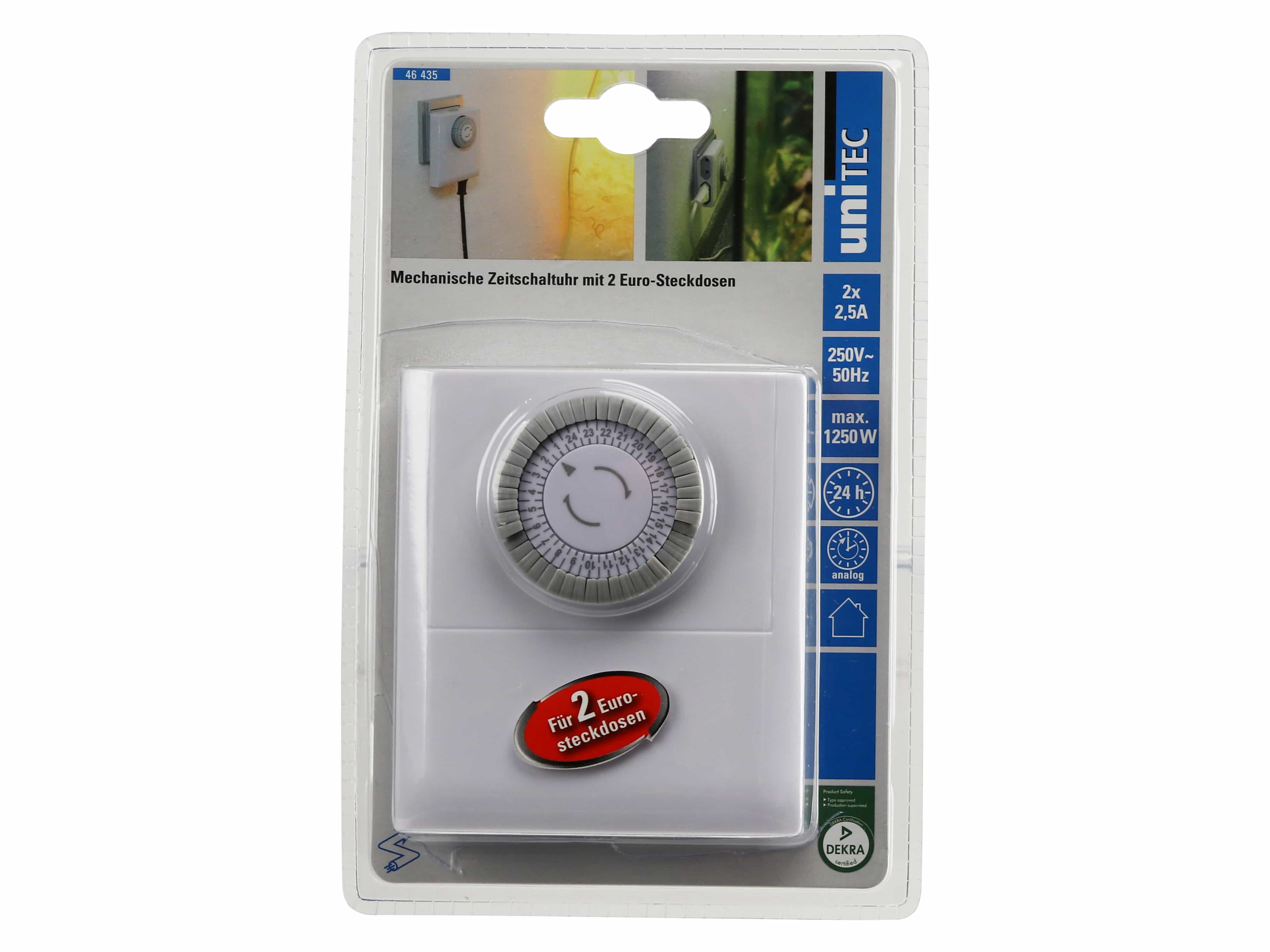 UNITEC Zeitschaltuhr ES-A718EU1, mechanisch, mit 2Euro-Steckdosen