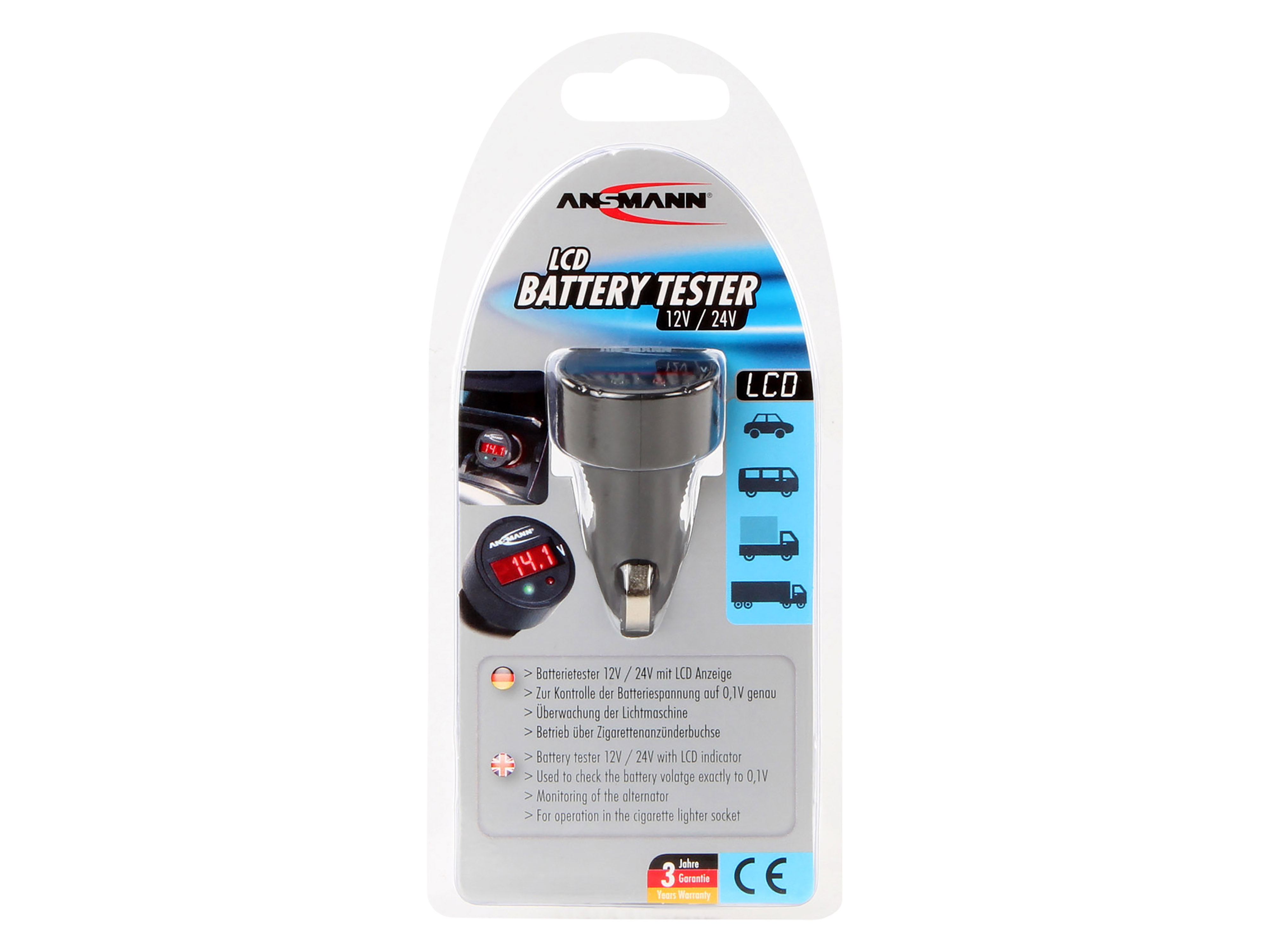 ANSMANN KFZ-Batterietester für 12/24 V- Batterien