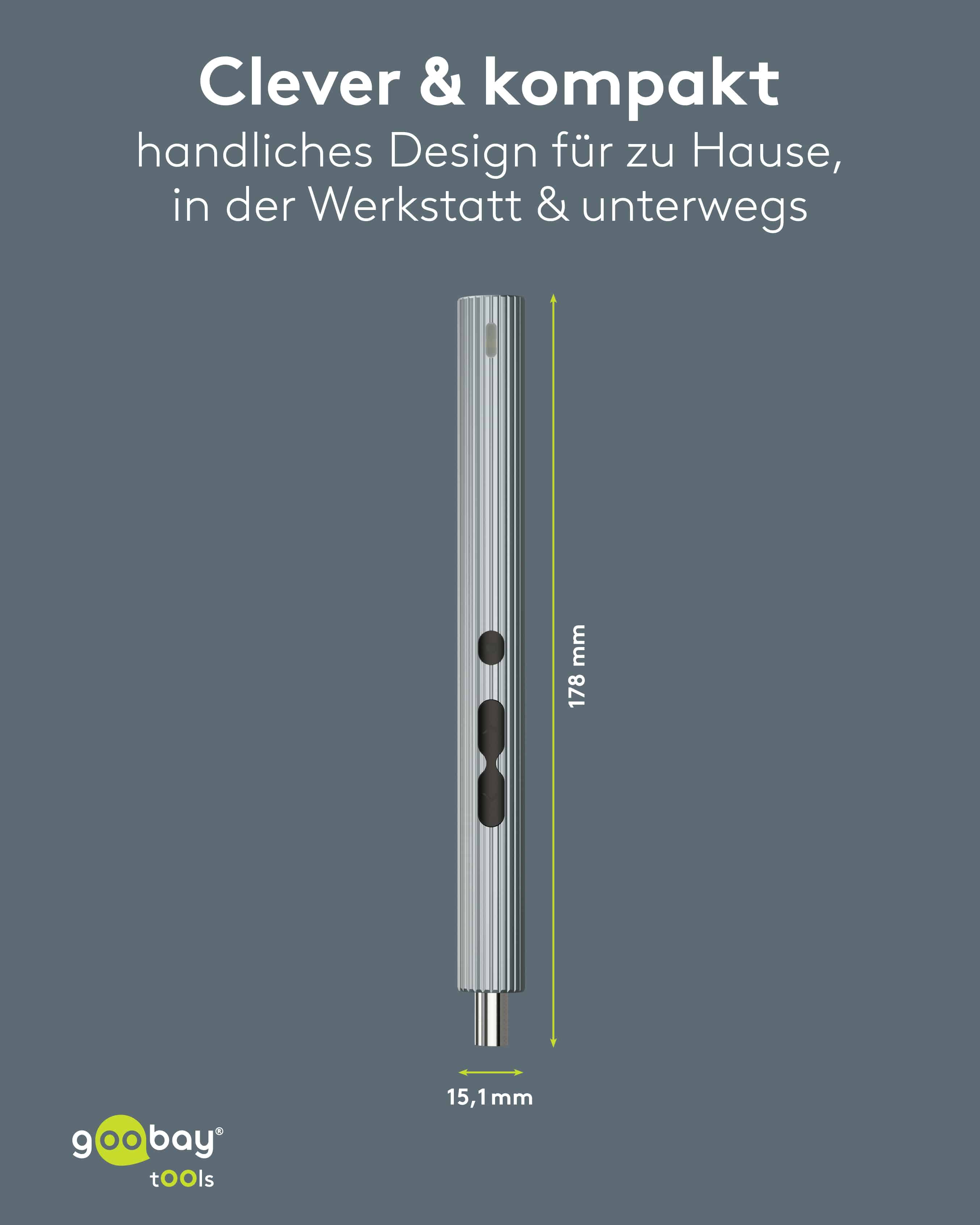 GOOBAY TOOLS 58in1 Elektrischer Schraubendreher, 77839, mit 50-tlg. Präzisions-Bitsatz
