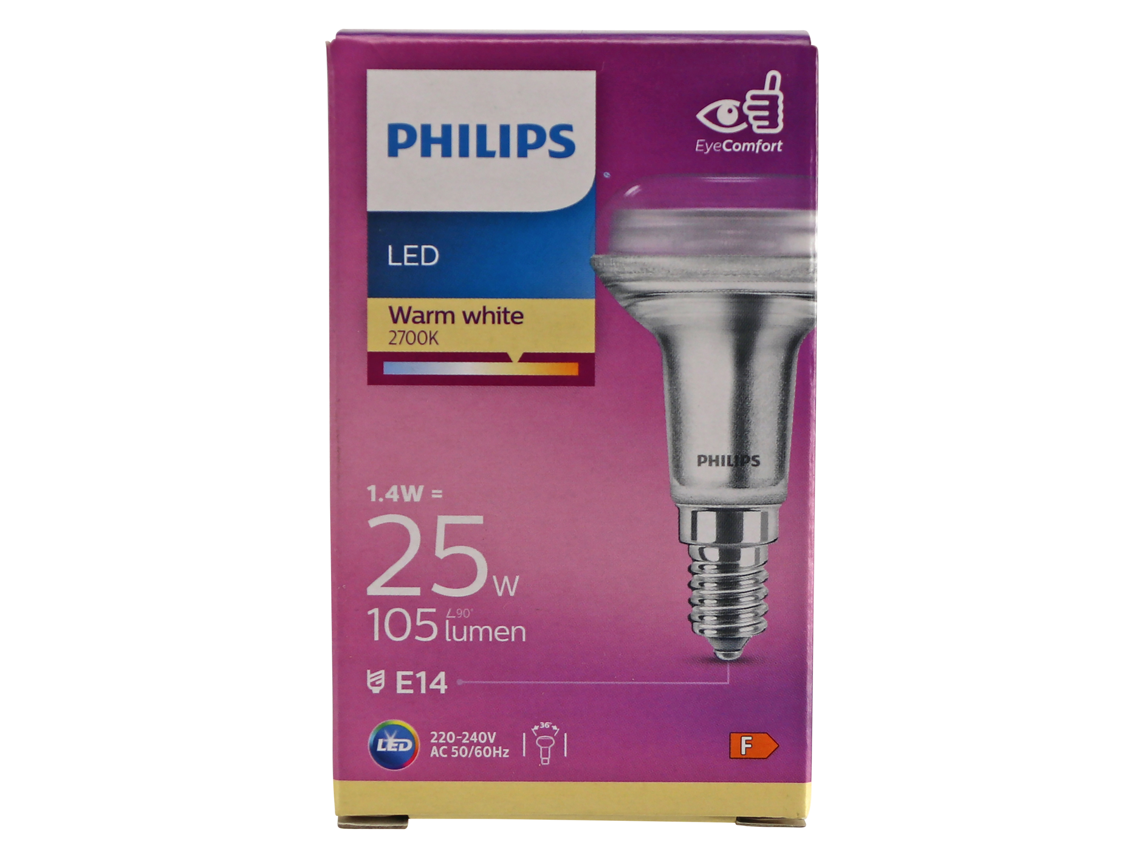 PHILIPS LED-Lampe LED 1,4W R50 E14, warmweiß, nicht dimmbar