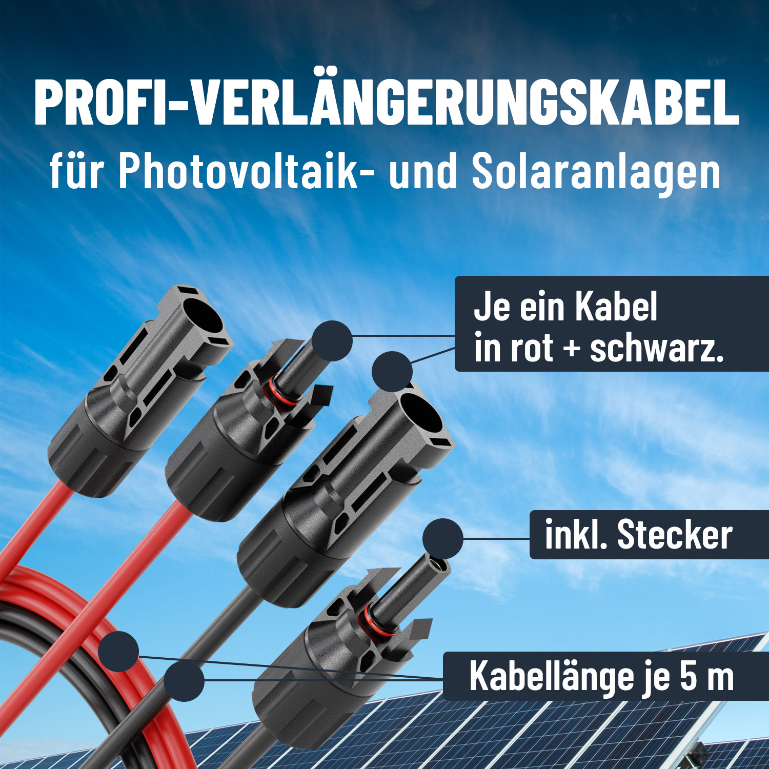 ABSINA Solarkabel-Set 910003, MC4, 2x 10 m, 4 mm²