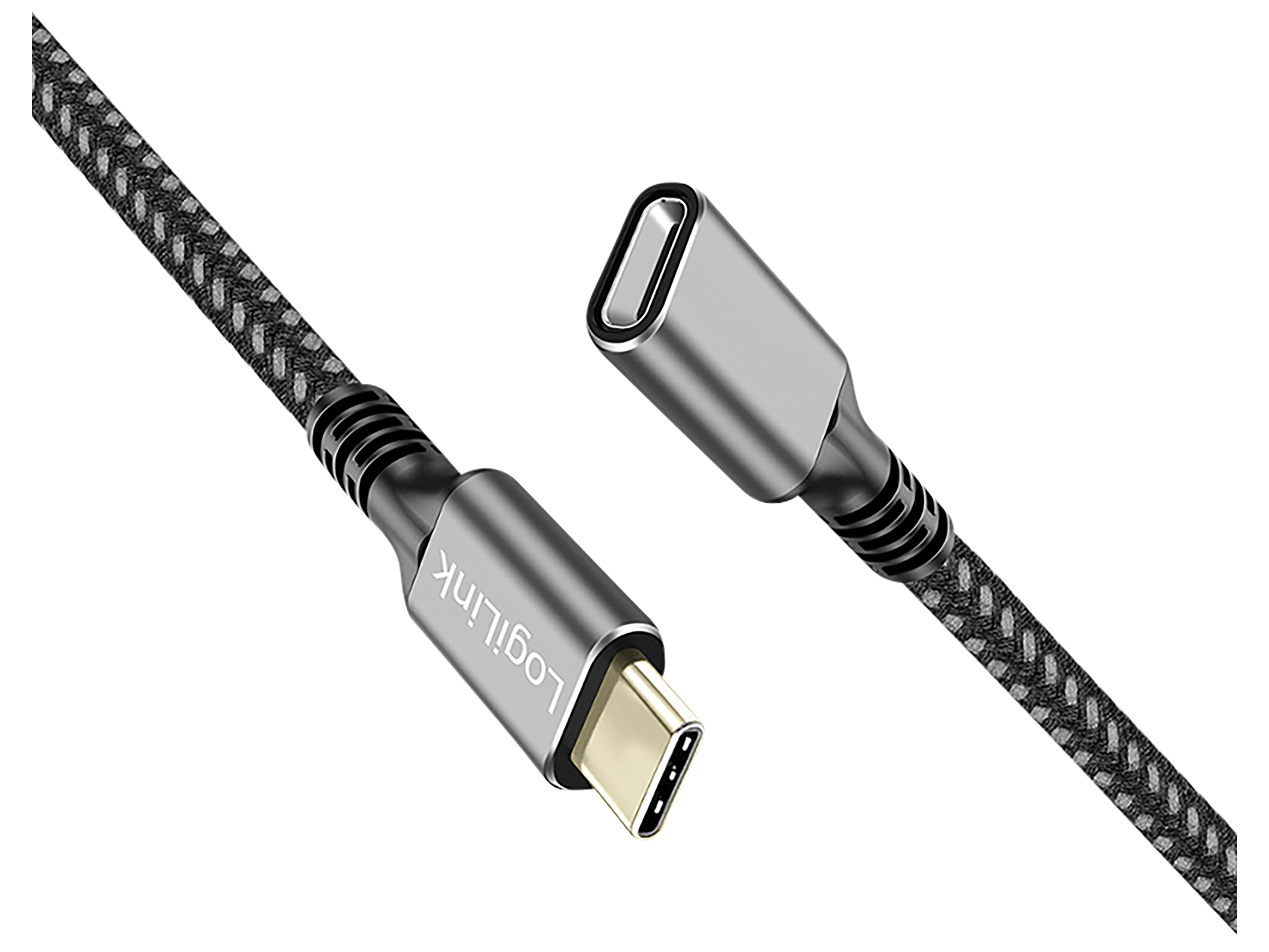 LOGILINK USB3.2 Kabel CUA0108 USB-C M/USB-C F PD Alu 1m schwarz/grau LOGILINK USB3.2 Kabel CUA0108 USB-C M/USB-C F PD Alu 1m schwarz/grau