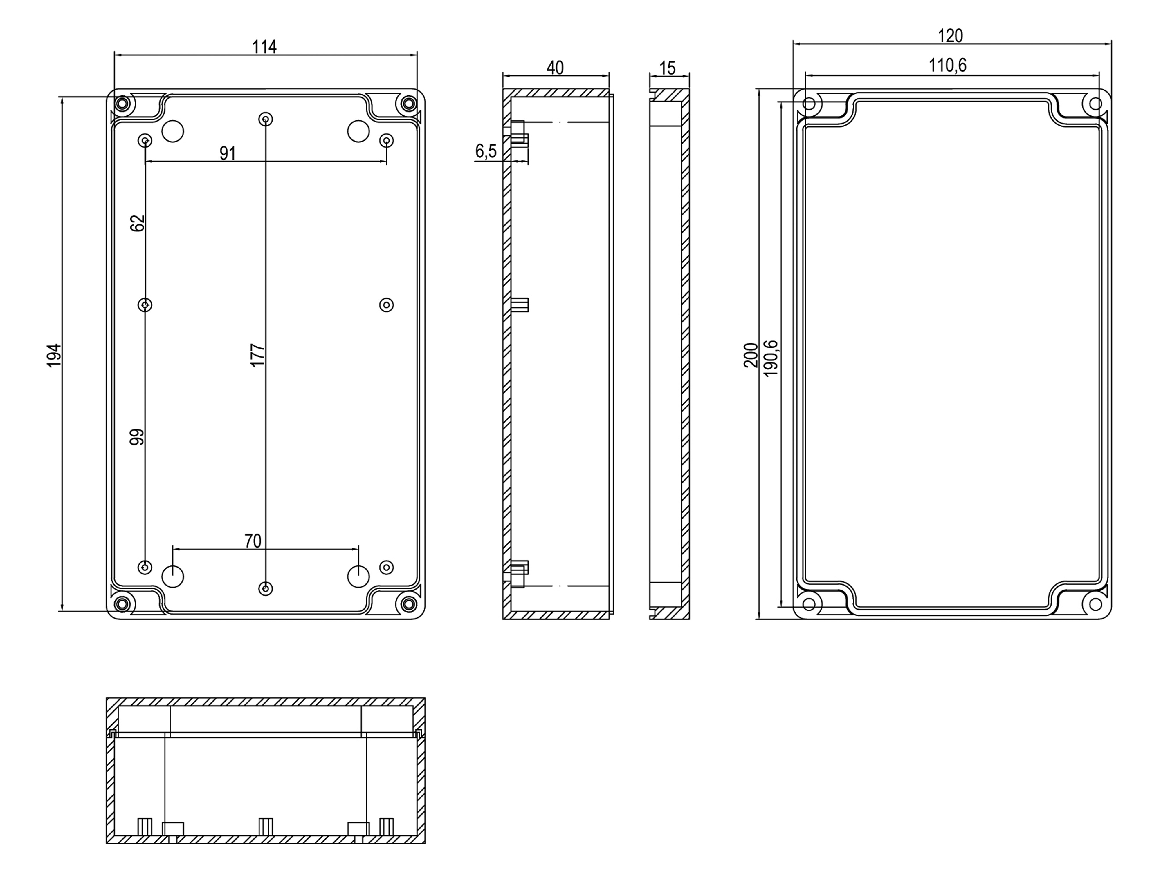 Modulgehäuse ABS, 200x120x56 mm, IP65, lichtgrau Modulgehäuse ABS, 200x120x56 mm, IP65, lichtgrau