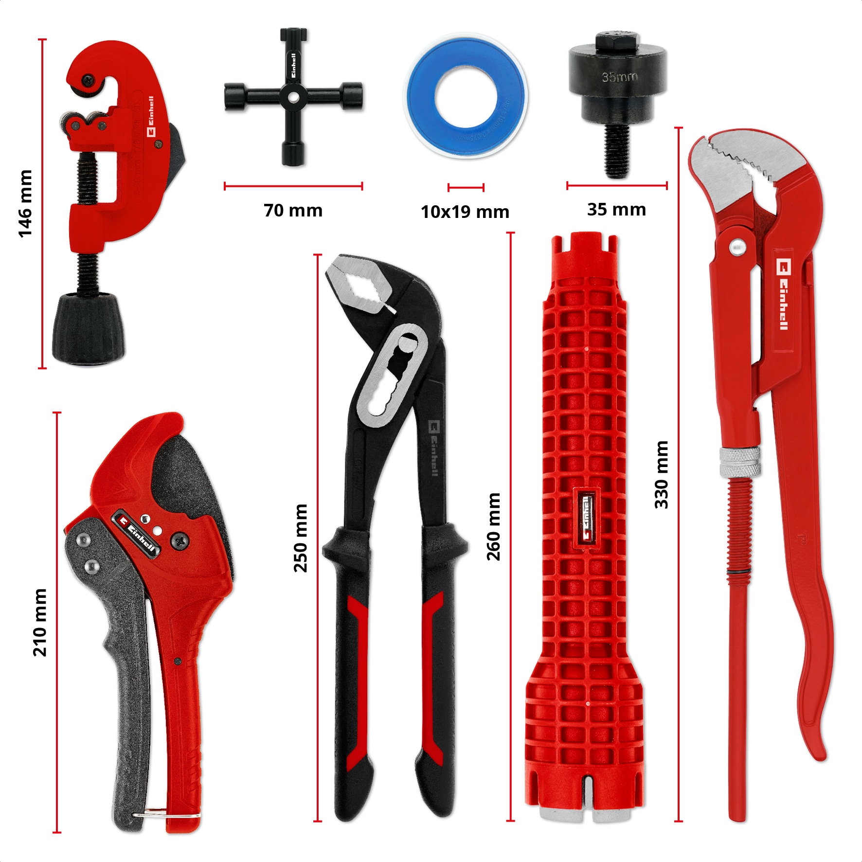 EINHELL E-Case-Einleger Sanitärinstallation Klempner-Set, 370527, 8-teilig