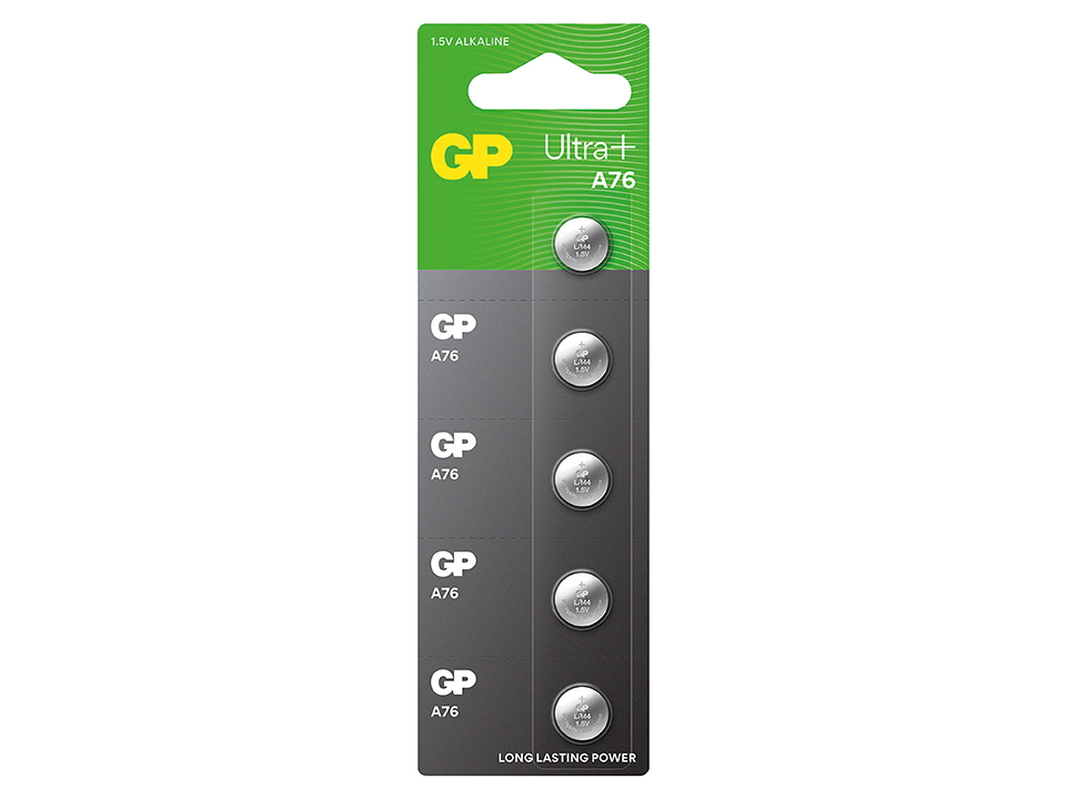 GP Knopfzelle LR44, Alkaline, 1,5 V-, 5 Stück