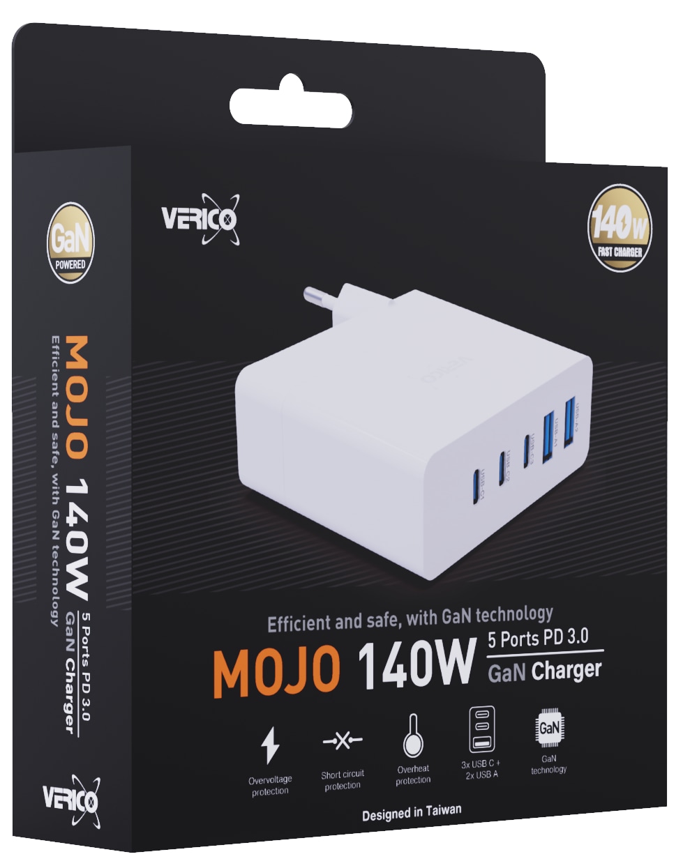 VERICO Power MOJO GaN 140W, 5 Port ,USB-Ladegerät VERICO Power MOJO GaN 140W, 5 Port ,USB-Ladegerät