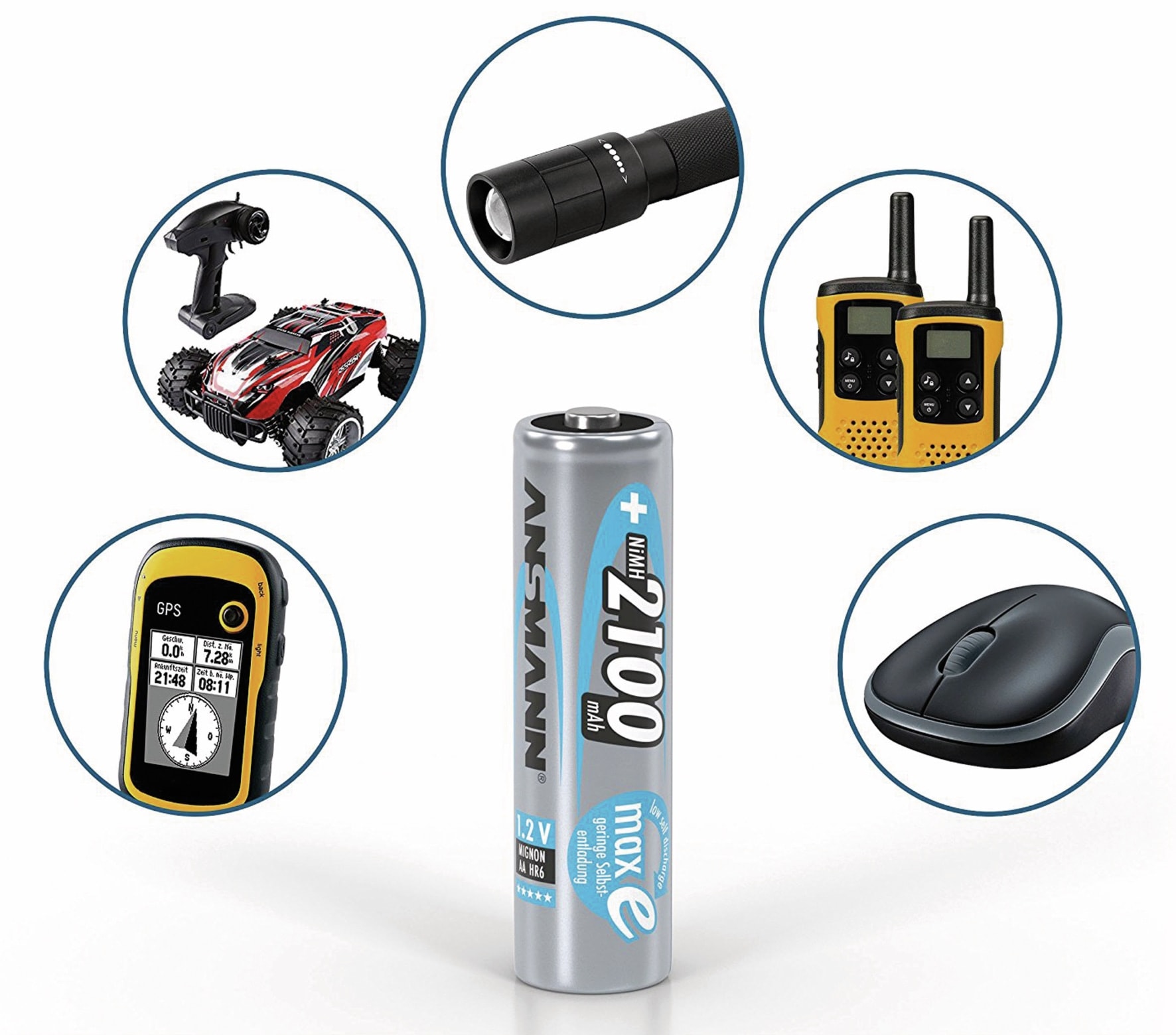 ANSMANN NiMH-Mignon-Akku, maxE, 2100 mAh, 4 Stück, mit Batterienbox