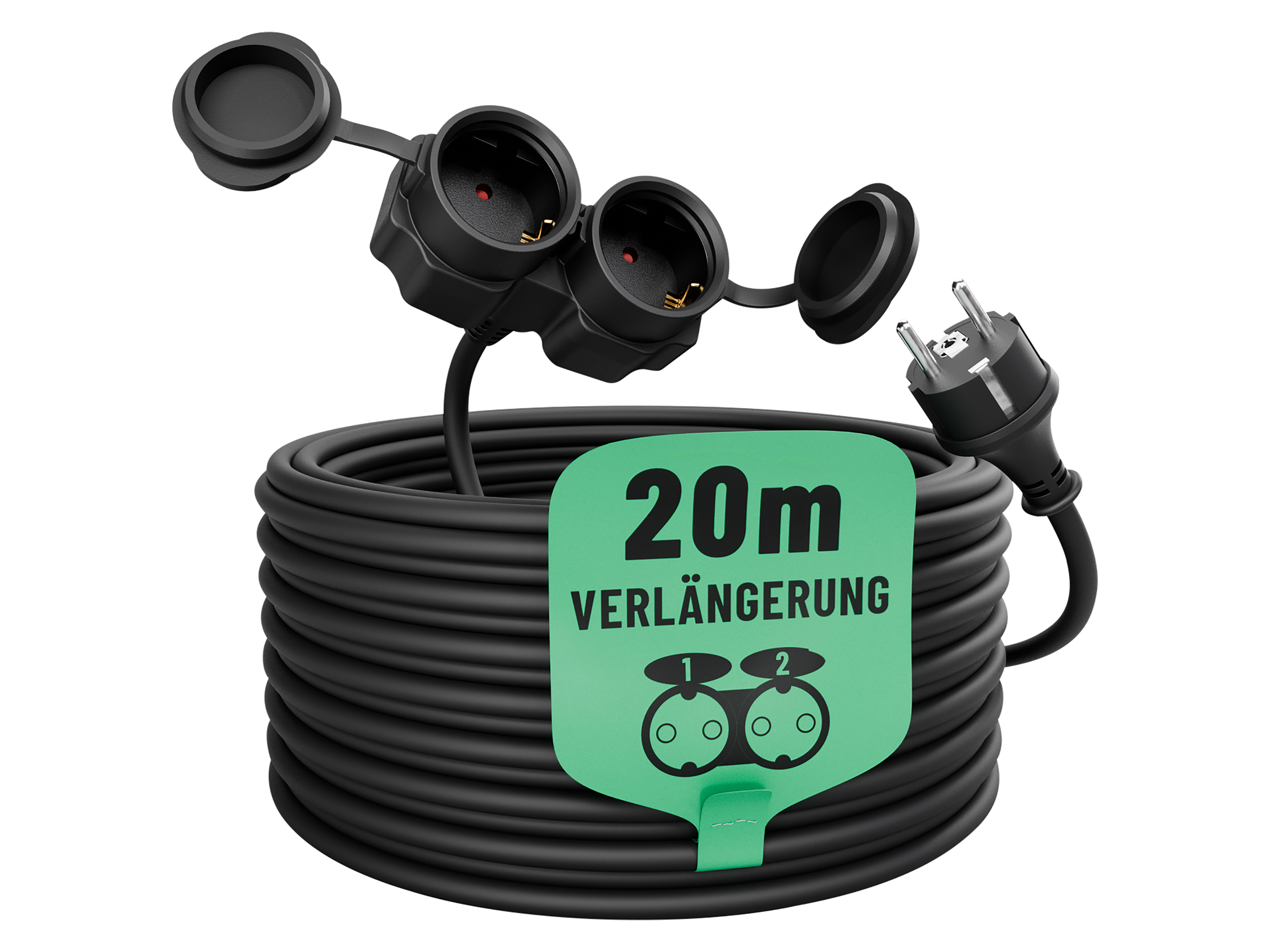 ABSINA Verlängerungskabel 151232, 2-Fach, 20 m