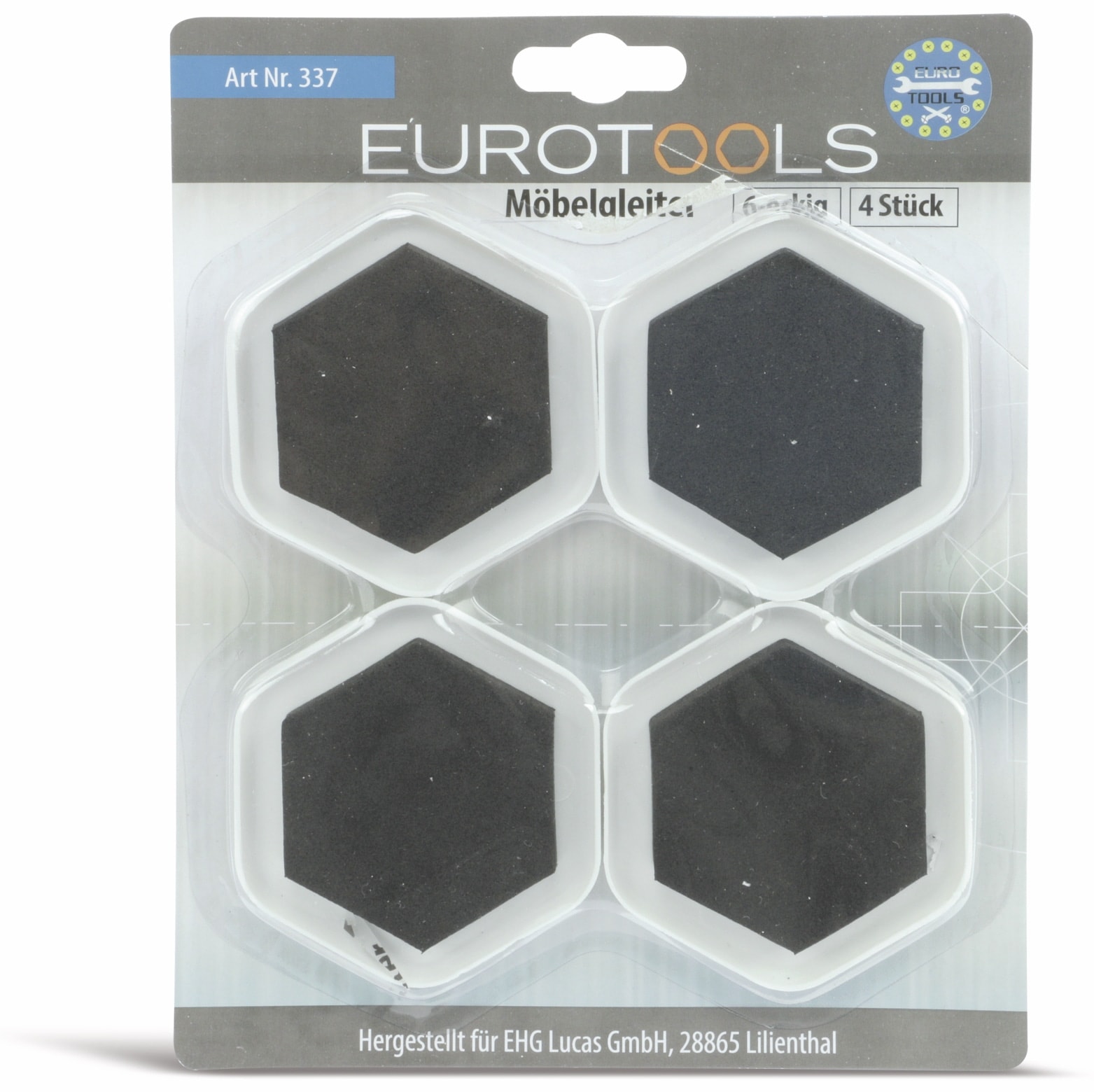 EUROTOOLS Möbelgleiter 337-NBFR, 6-eckig, 4 Stück