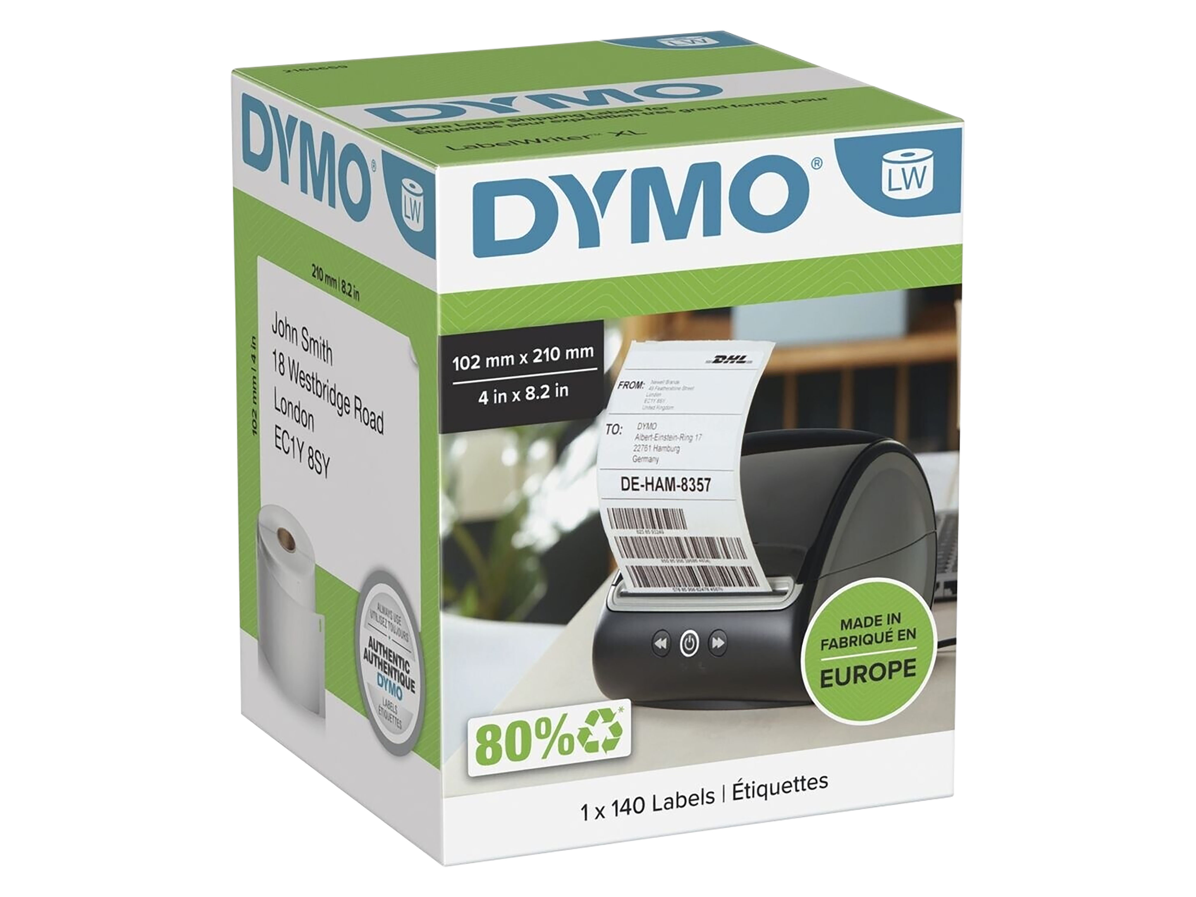 DYMO Etiketten 2166659 102mm x 210mm 140 Stück weiß
