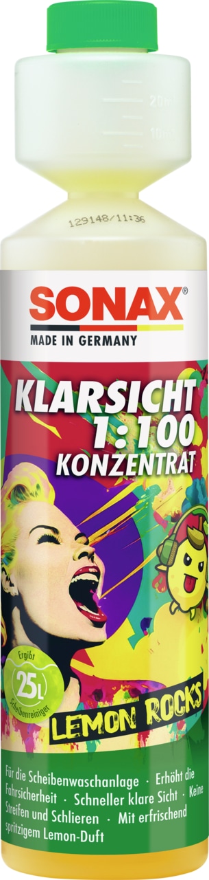 SONAX Klarsicht Konzentrat, 1:100, Lemon Rocks, 250 ml SONAX Klarsicht Konzentrat, 1:100, Lemon Rocks, 250 ml