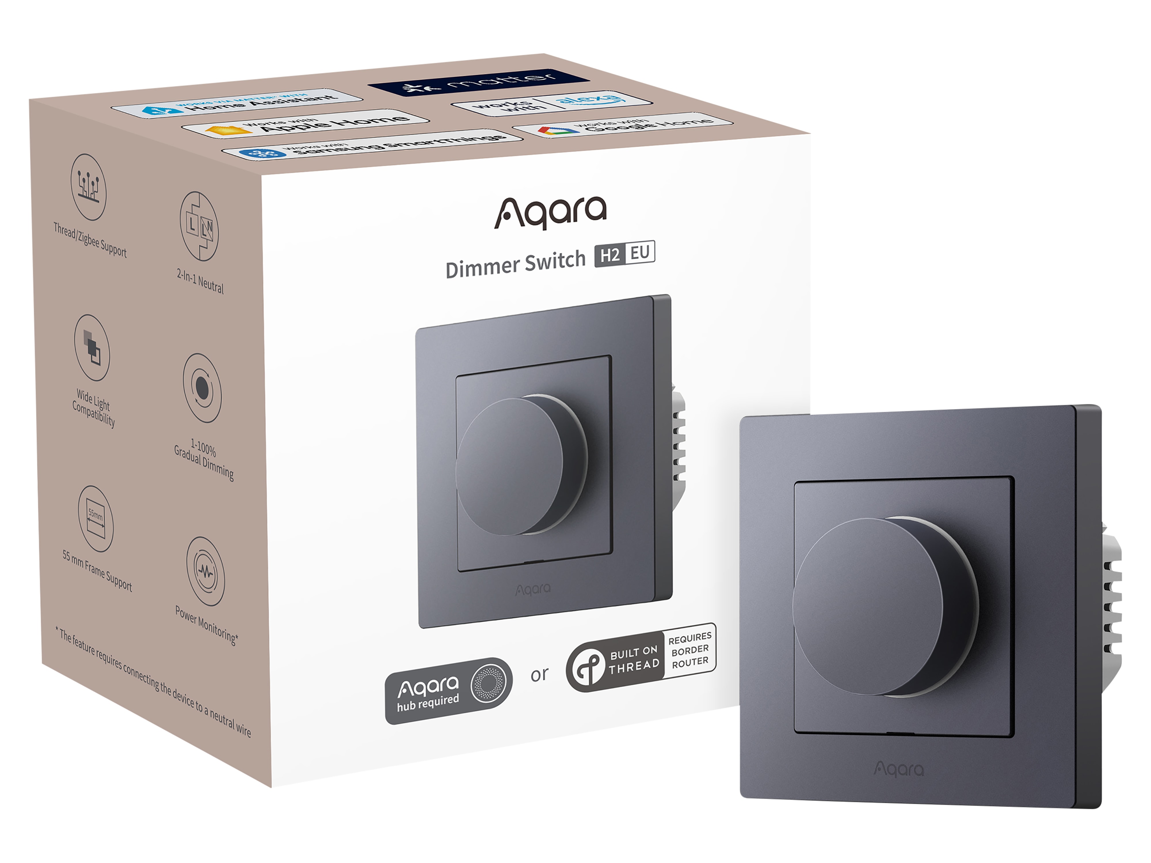 AQARA Dimmer-Schalter H2, KD-R01D-G, grau AQARA Dimmer-Schalter H2, KD-R01D-G, grau