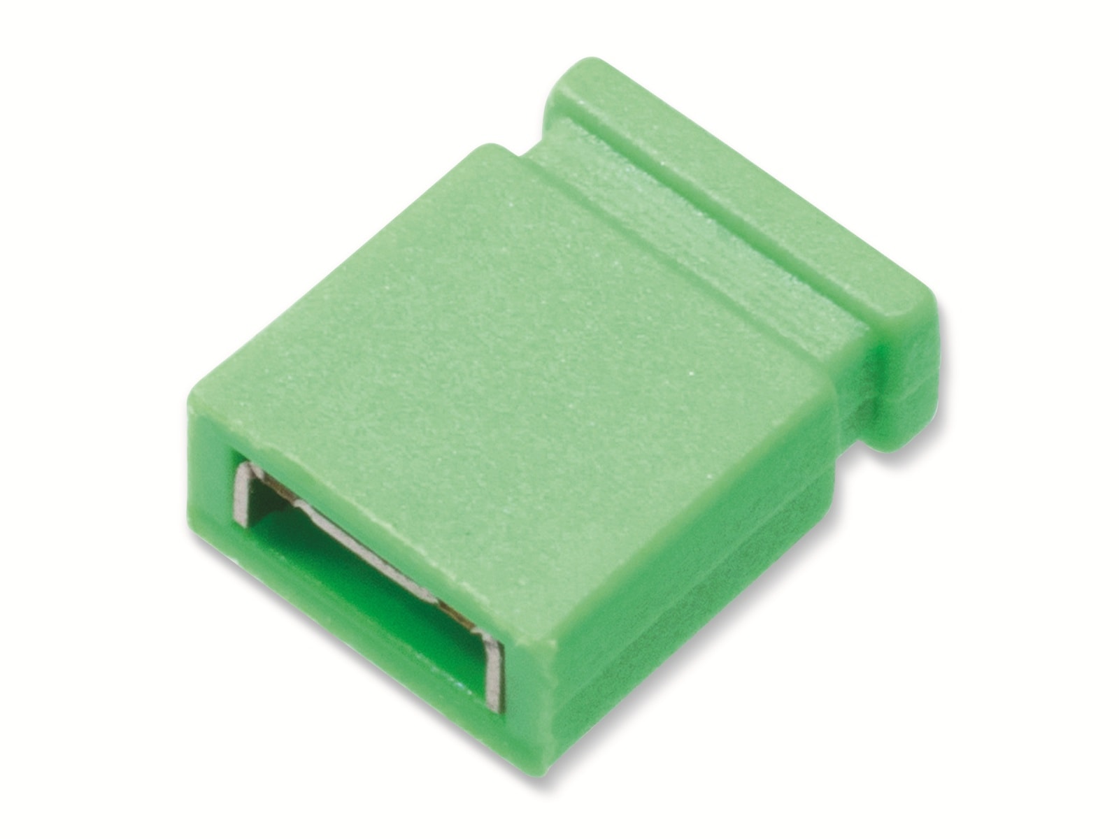 Kurzschlussbrücke / Jumper, grün, 2,54 mm, oben geschlossen, 2 Pol Kurzschlussbrücke / Jumper, grün, 2,54 mm, oben geschlossen, 2 Pol