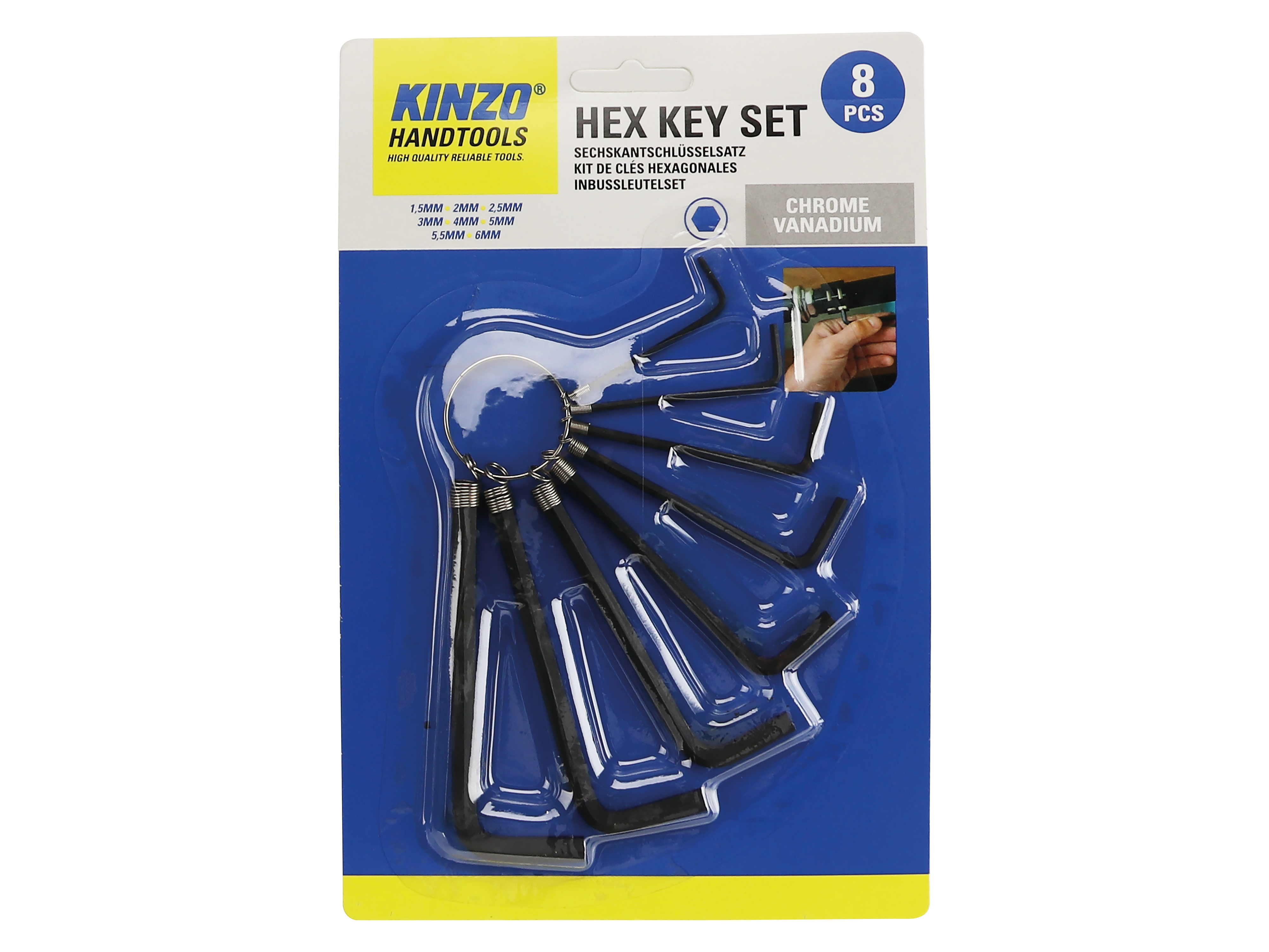 KINZO Sechskantschlüssel-Set, 8-teilig