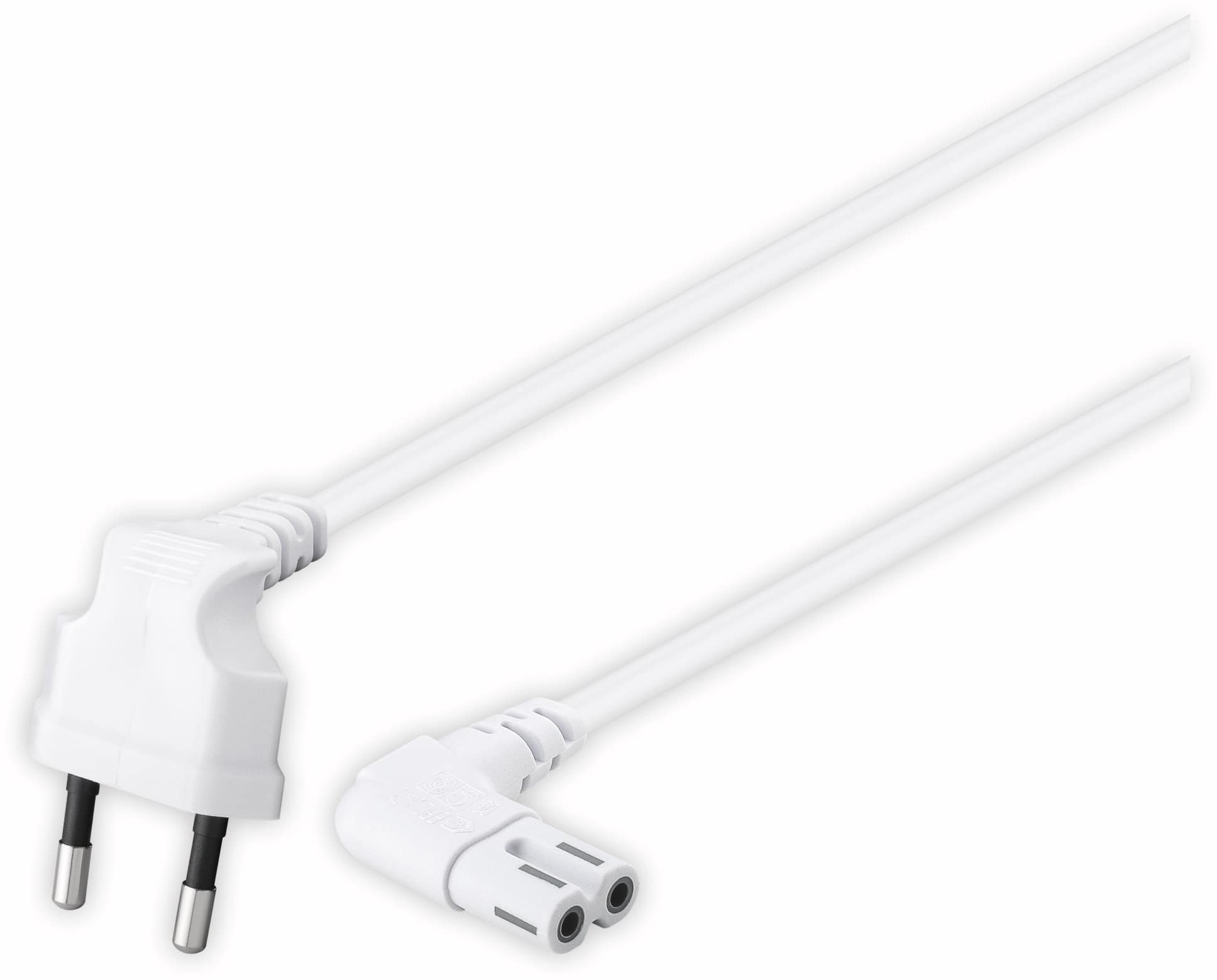 GOOBAY Euro-Netzkabel mit Doppelnutkupplung, weiß, 0,75m, 90°