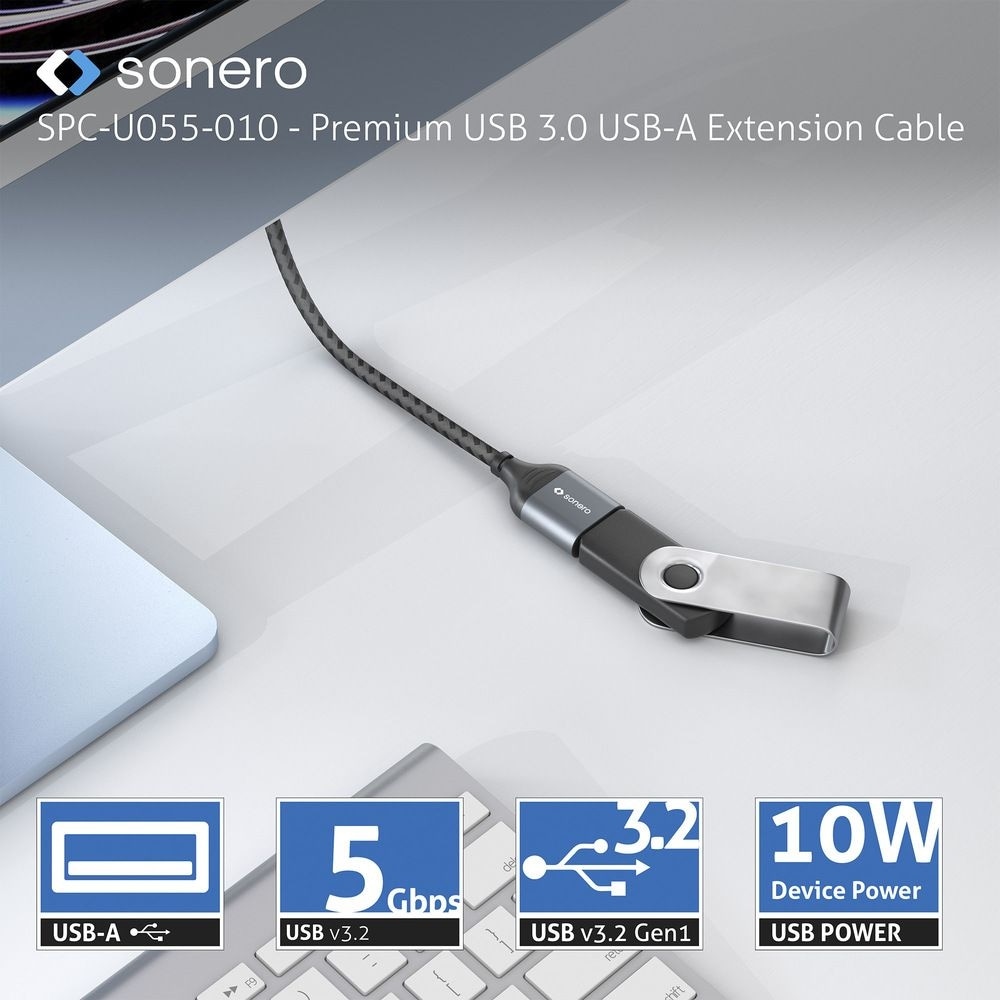 SONERO USB 3.0 Verlängerung SPC-U055-020 2m grau-schwarz SONERO USB 3.0 Verlängerung SPC-U055-020 2m grau-schwarz