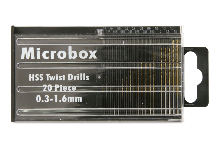 Miniaturbohrer-Set, 0,3...1,6 mm, 20 Bohrer
