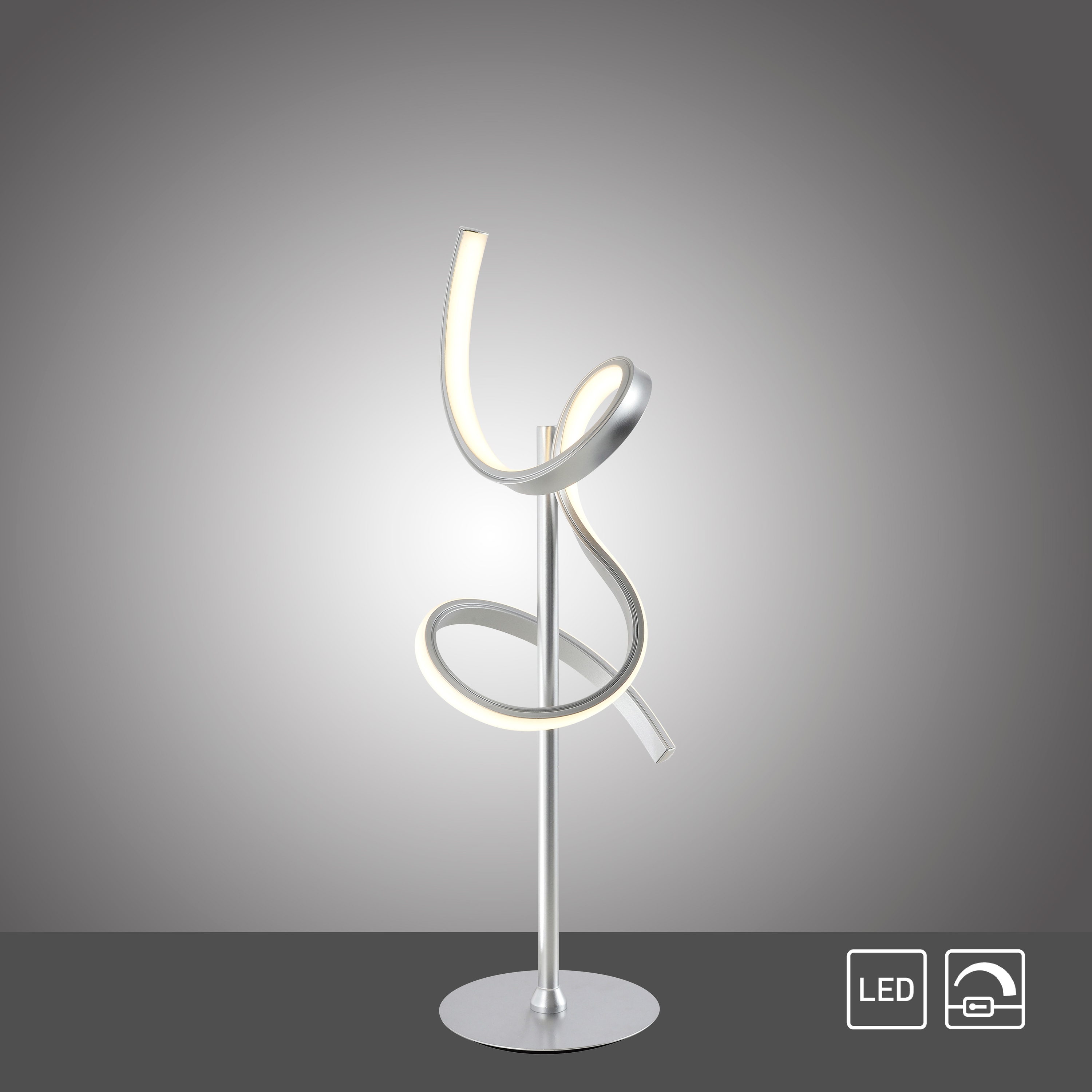 JUST LIGHT LED-Tischleuchte 19030-21 silber, 11,5 W, 1320 lm, 3000 K 