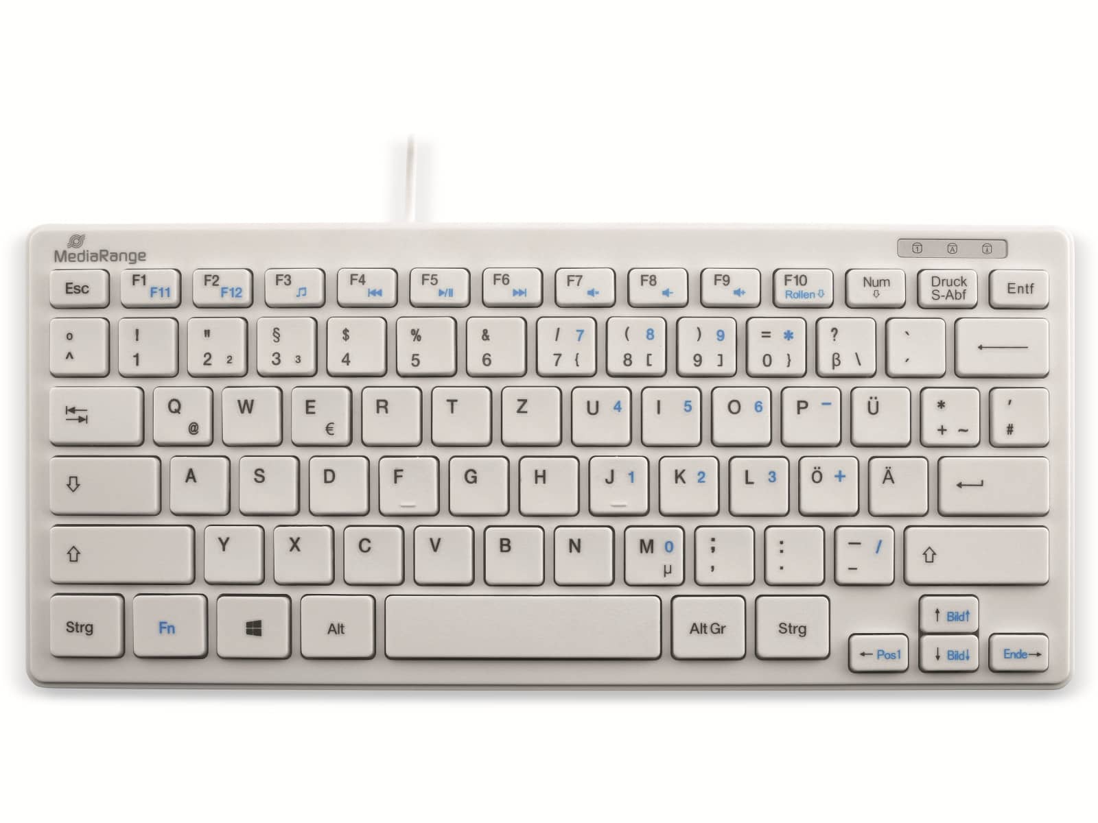 MEDIARANGE USB-Tastatur MROS113, kompakt, flache Tasten, QWERTZ, weiß