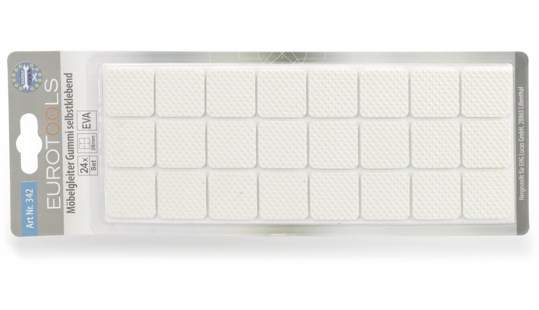 EUROTOOLS Möbelgleiter 342-NBFR, EVA, 28x28 mm, 24 Stück