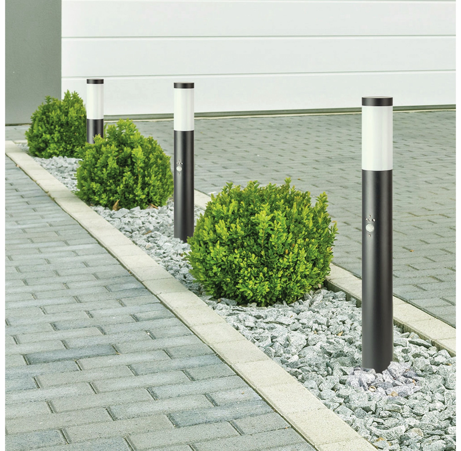 V-TAC Poller-Außenleuchte VT-838, IP44, E27, PIR-Sensor, Edelstahl, 800mm, VT-8966, grau