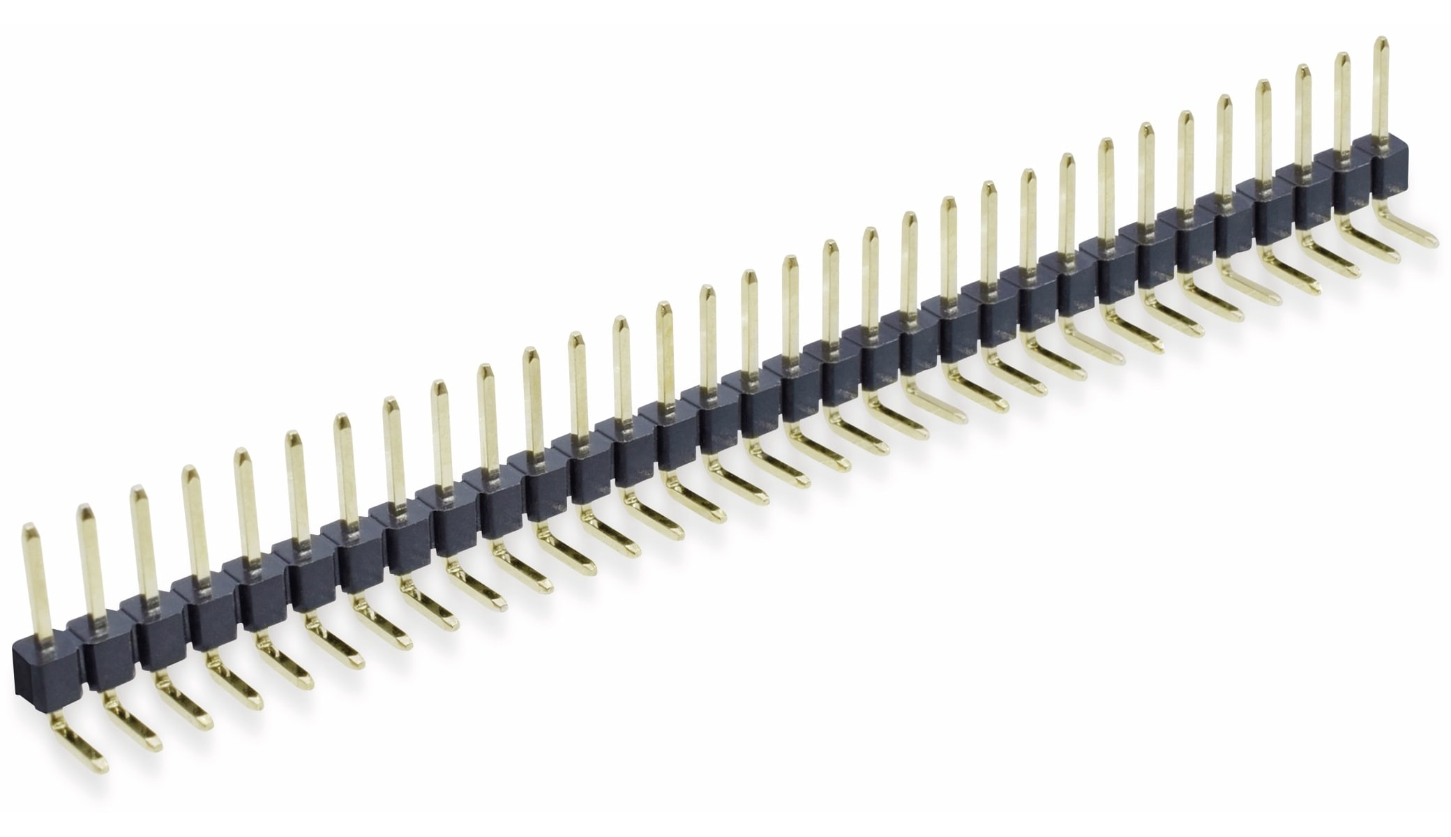 Stiftleiste, 1 x 32, 2,54 mm, gewinkelt, 0,8µ Au (Gold), 5 Stück Stiftleiste, 1 x 32, 2,54 mm, gewinkelt, 0,8µ Au (Gold), 5 Stück