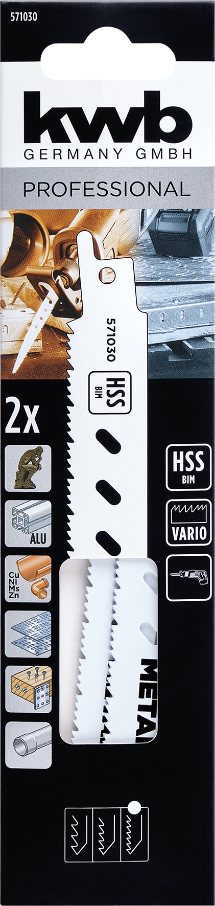 KWB Säbel-Sägeblatt, 571030, Metall, 2 Stück KWB Säbel-Sägeblatt, 571030, Metall, 2 Stück