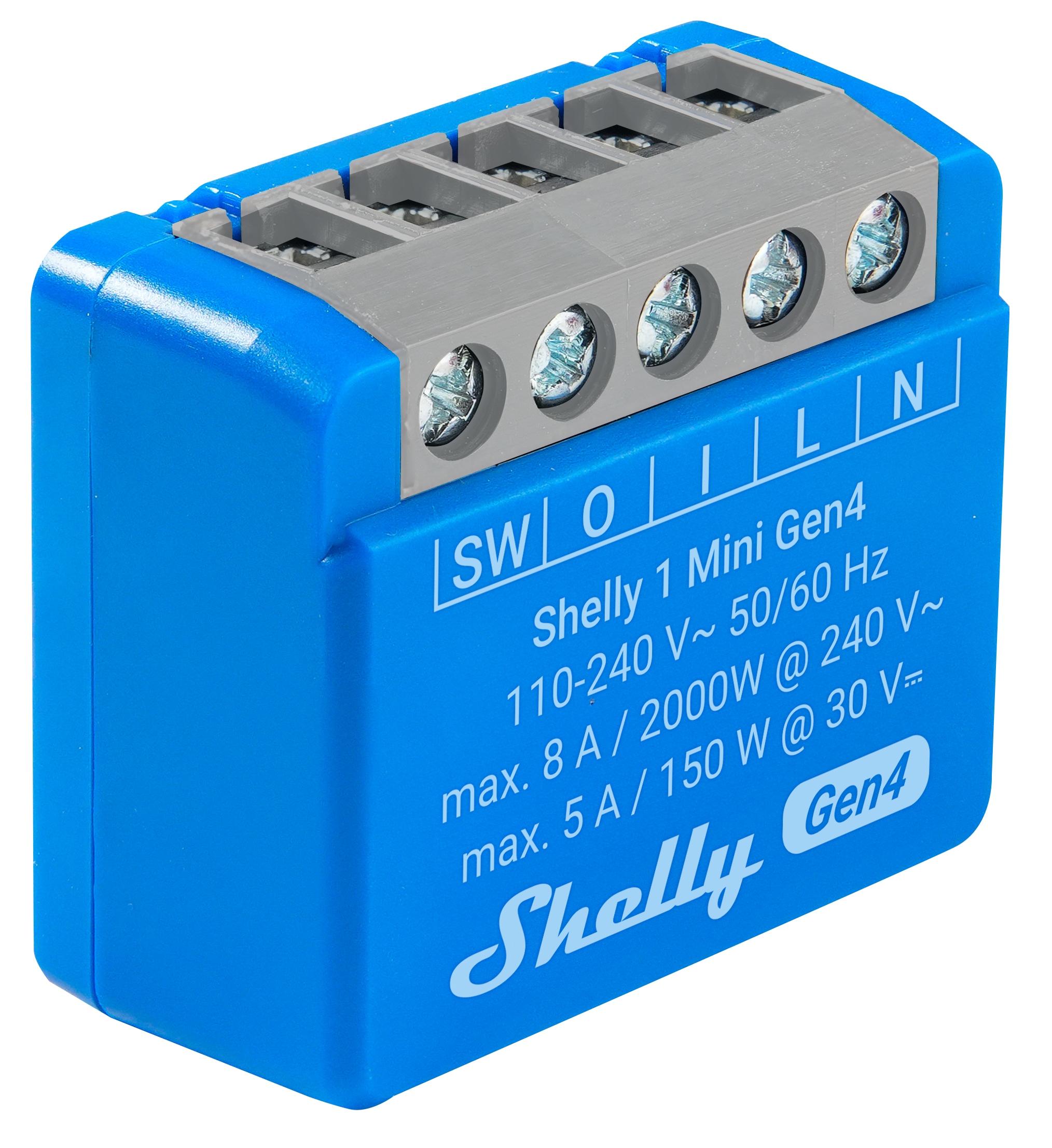 SHELLY Relais 1 Mini Gen4, 8 A, WLAN, Bluetooth, blau
