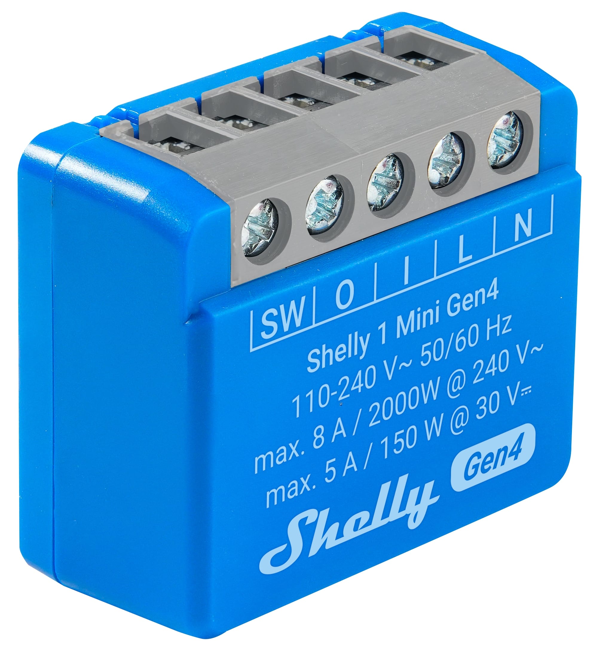 SHELLY Relais 1 Mini Gen4, 8 A, WLAN, Bluetooth, blau