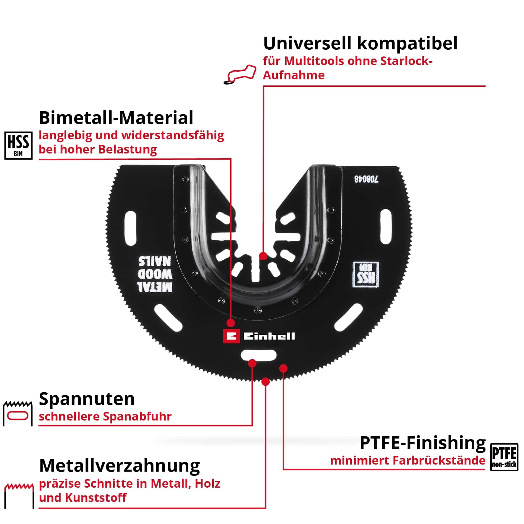 EINHELL Tauchsägeblatt, 708048, halbrund, Bi-Metall, 88 mm EINHELL Tauchsägeblatt, 708048, halbrund, Bi-Metall, 88 mm