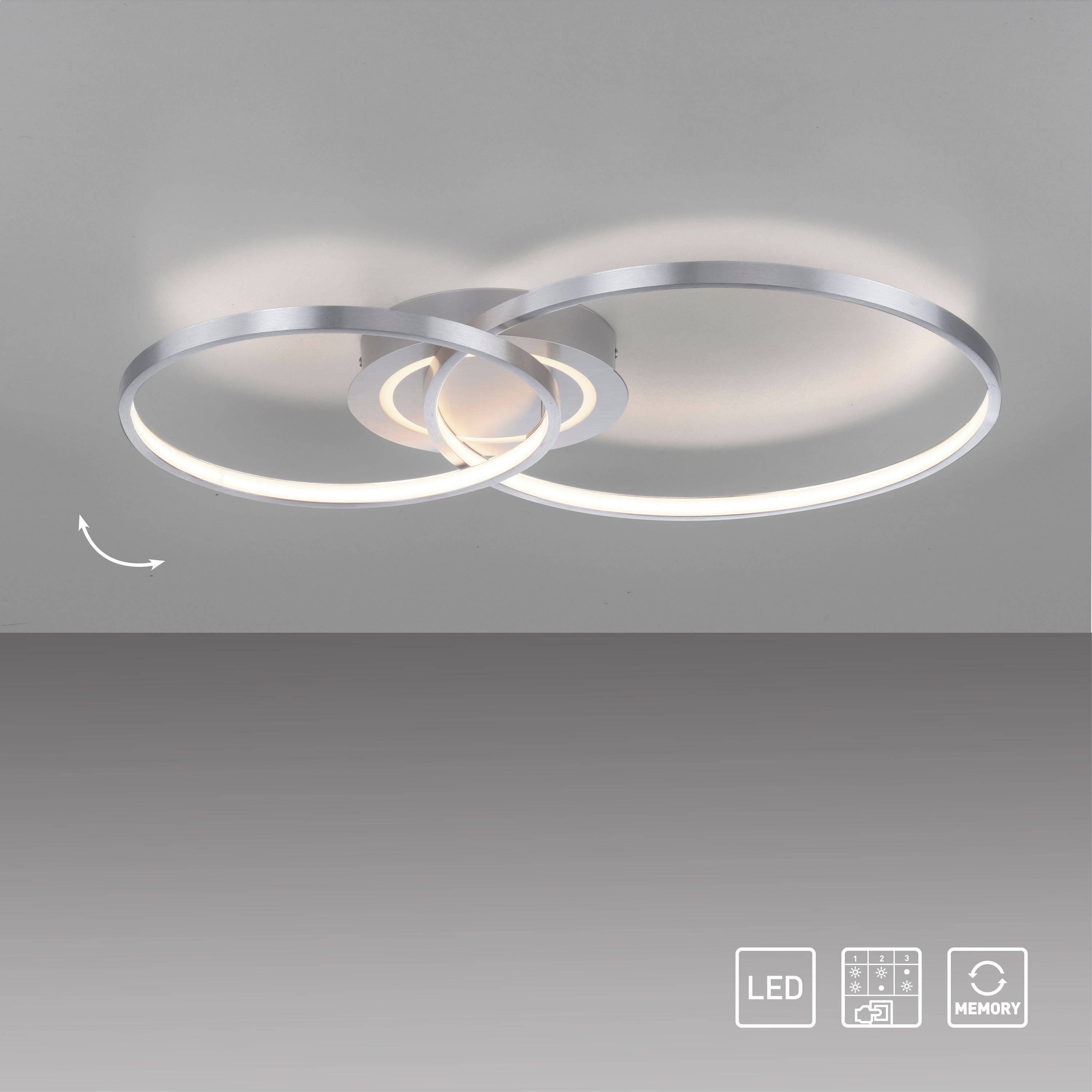 JUST LIGHT LED-Deckenleuchte 14540-95 aluminium, 27,6 W, 3480 lm, 3000 K