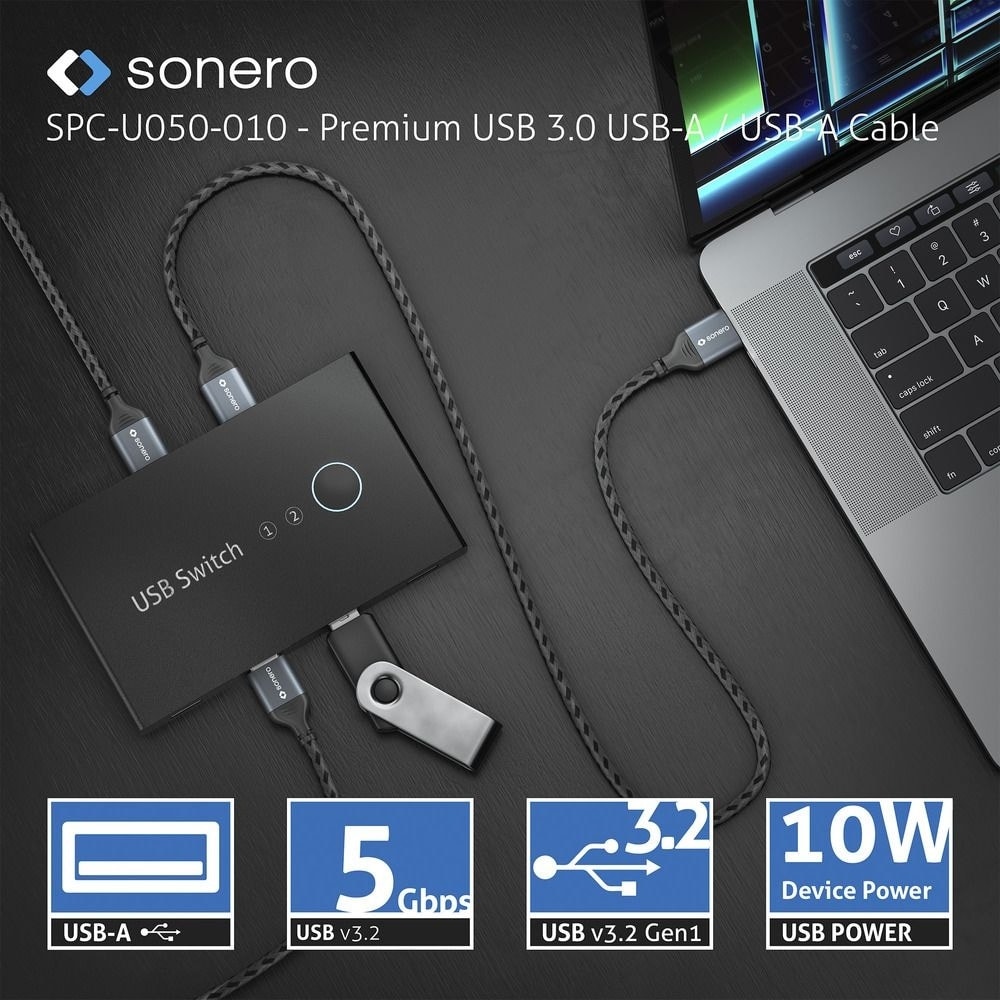 SONERO USB 3.0 Kabel SPC-U050-005 A/A 0,5m grau-schwarz
