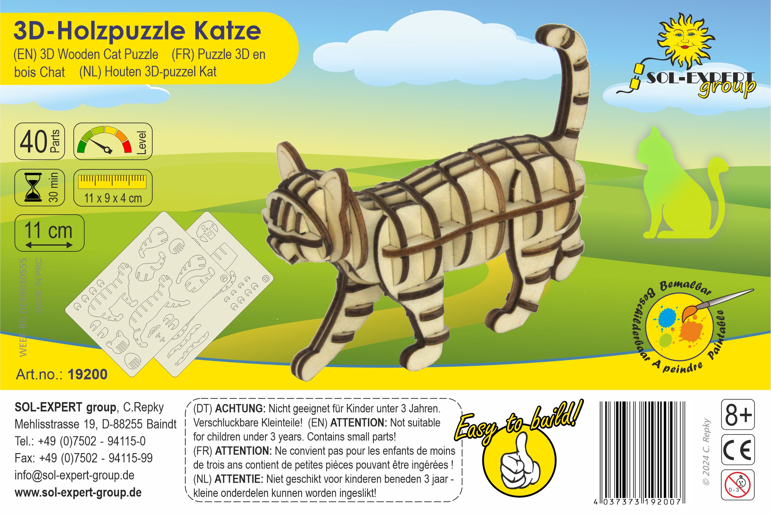 SOL-EXPERT 3D Holz Puzzle Katze