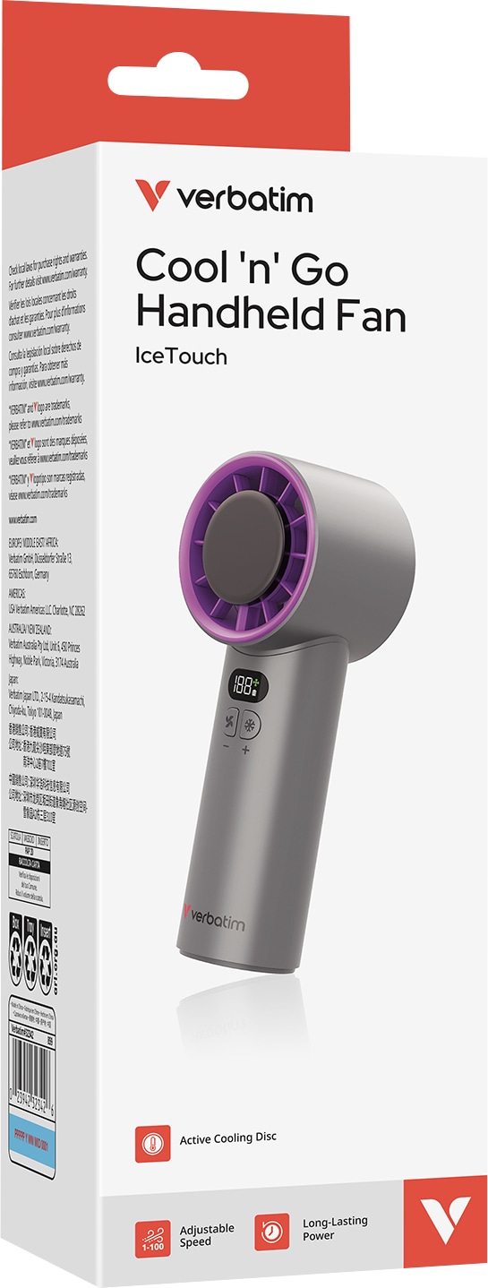 VERBATIM USB-Handventilator Cool'n'Go IceTouch grau/lila