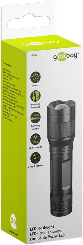 GOOBAY LED-Taschenlampe 44560, 300 lm, schwarz