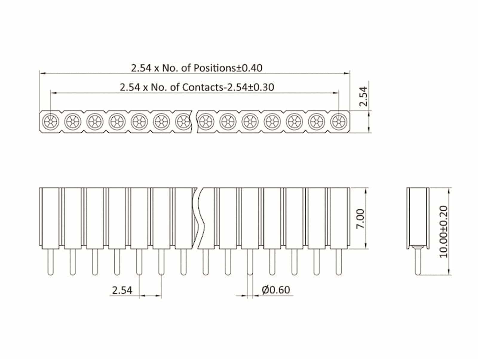 ECON CONNECT Kontaktbuchse, 1 x 40-polig, Höhe 7 mm, RM 2,54 mm