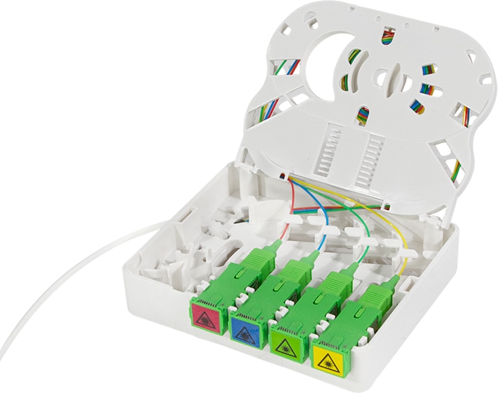 LOGILINK FTTH-Anschlussbox FB4SC30, 4x SC/APC, mit 30 m Verlegekabel