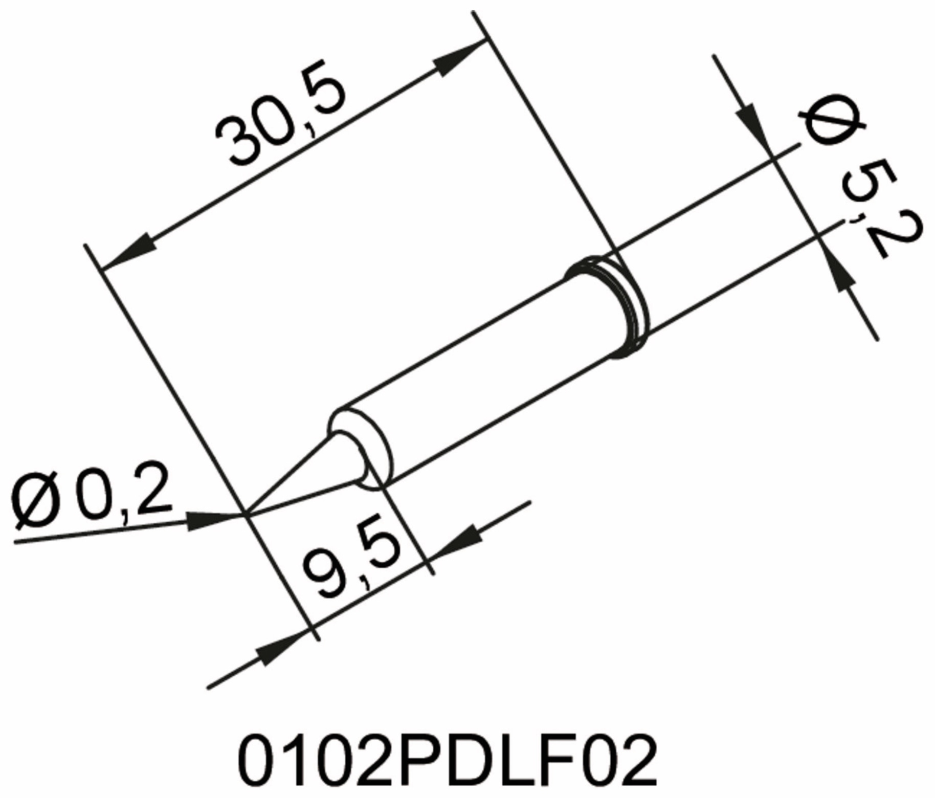 ERSA Lötspitze, 0102PDLF02/SB, bleistiftspitz, 0,2 mm