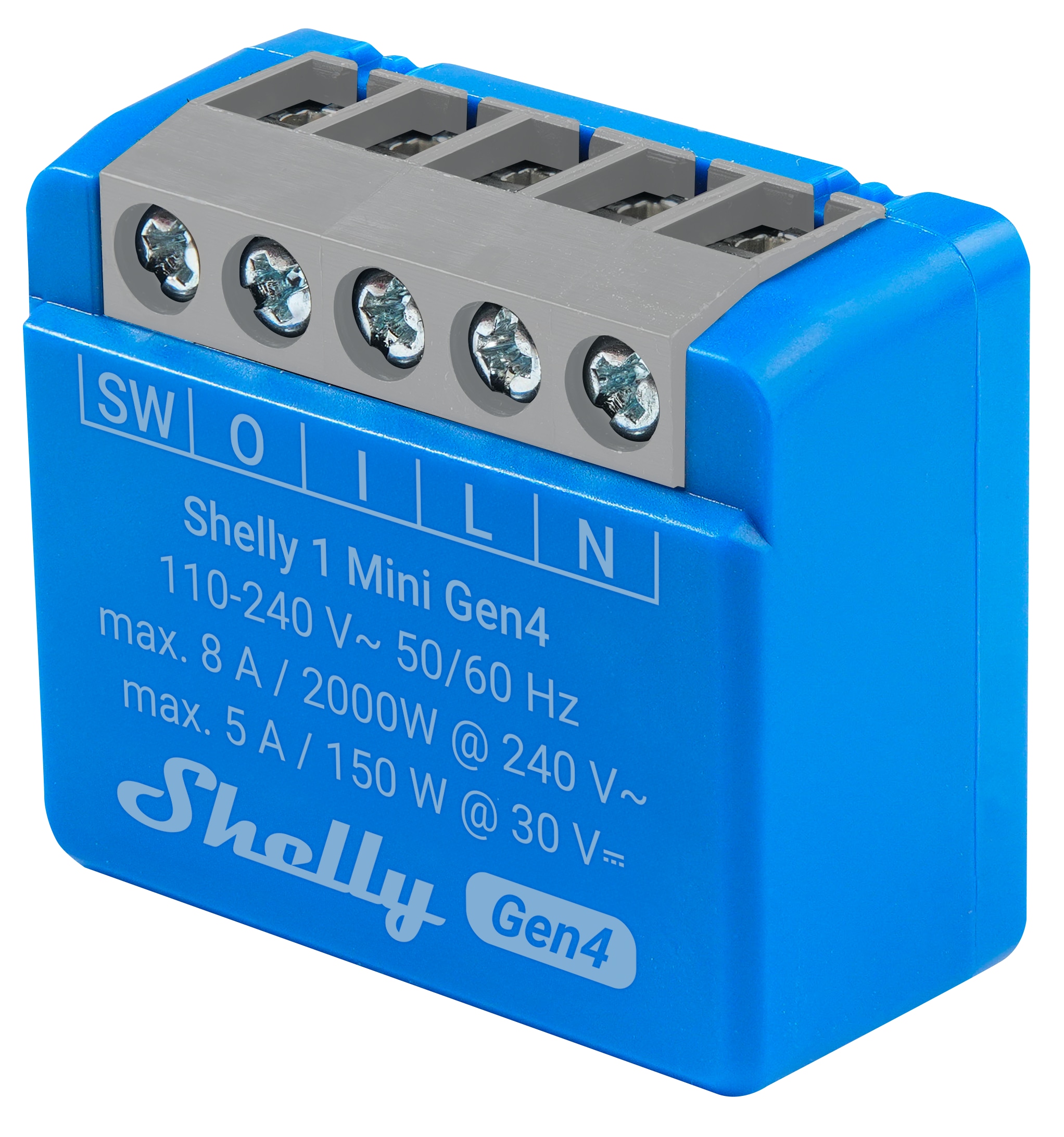 SHELLY Relais 1 Mini Gen4, 8 A, WLAN, Bluetooth, blau