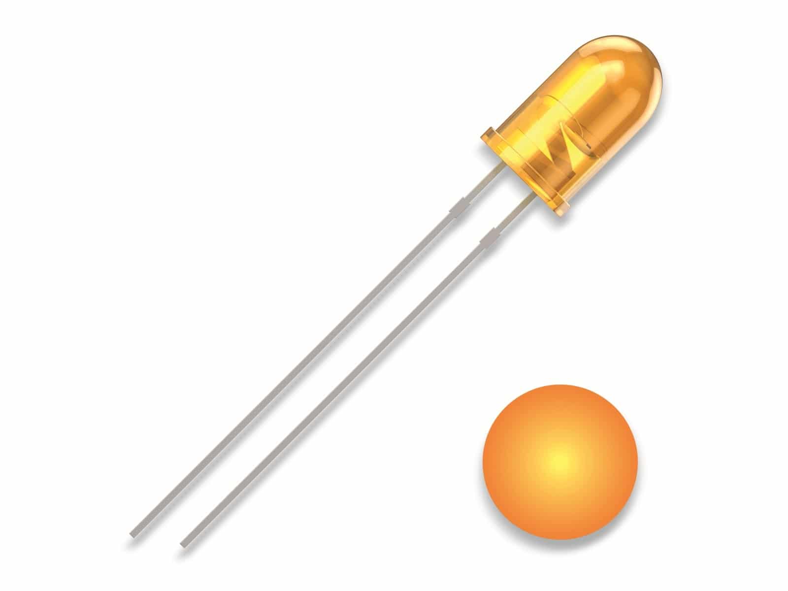 QUADRIOS LED, 5 mm, gelb, 2,54 mm QUADRIOS LED, 5 mm, Lichtfarbe: Gelb, Gehäusefarbe: Diffus-Gelb, 700 mcd, 590 nm, 2,54 mm