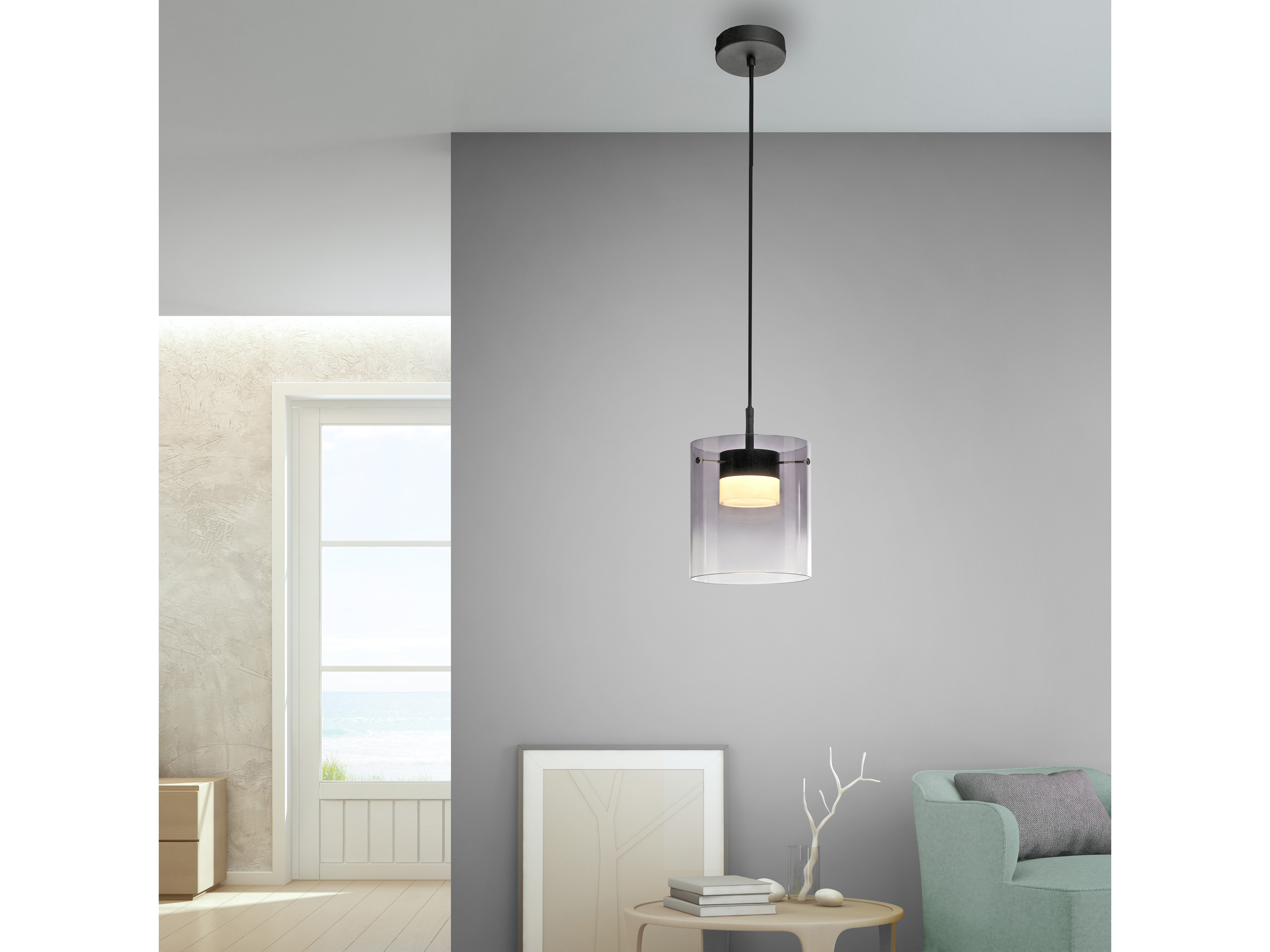 JUST LIGHT LED-Pendelleuchte 14042-18, 7,5W, 800lm, 3000K, schwarz