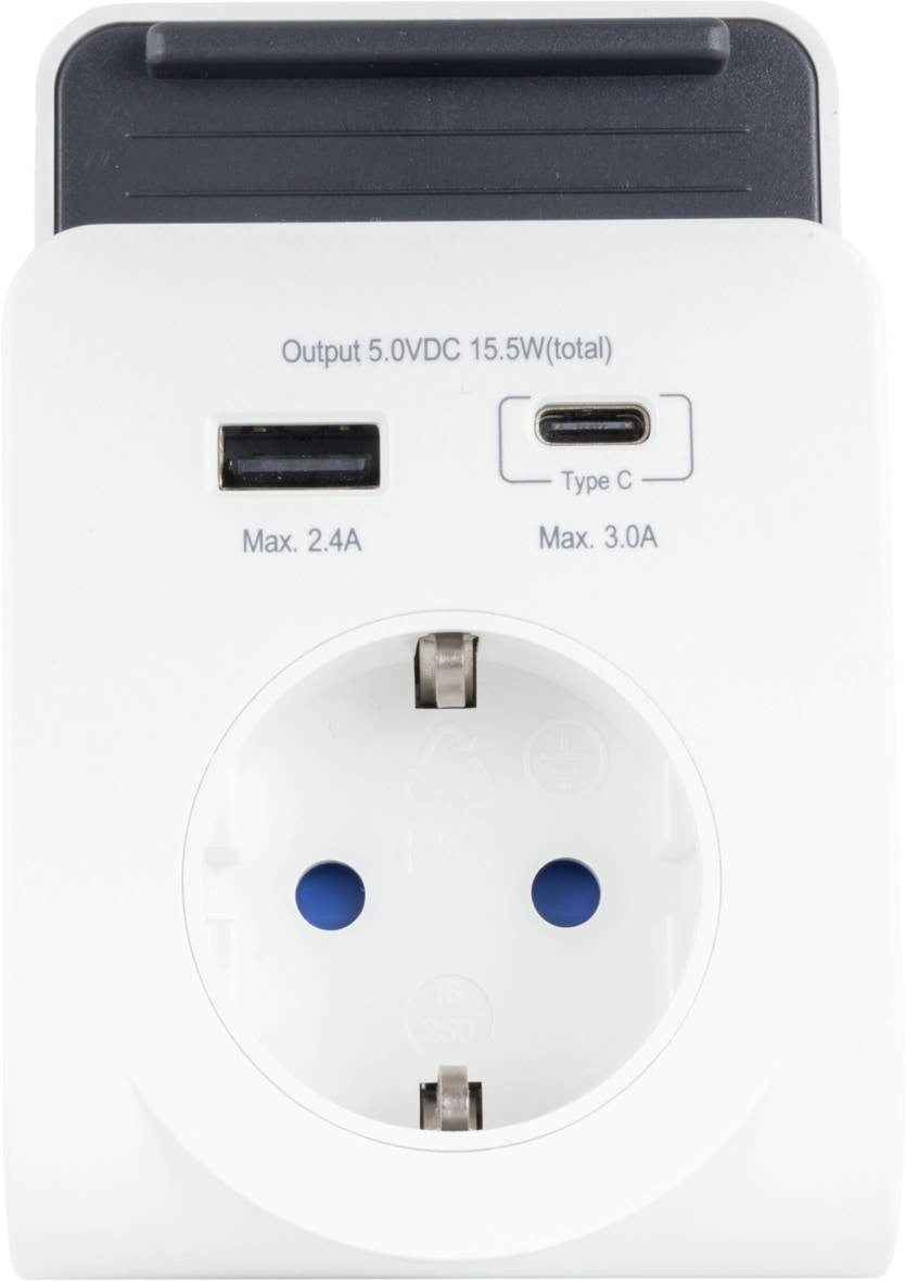 REV USB-Ladegerät mit Handyablage, 1x USB-A, 1x USB-C