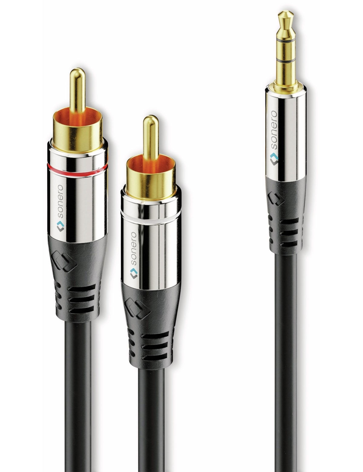 SONERO Audio-Adapterkabel Klinke/Cinch, 3,5 mm, Stereo, 5,00 m, schwarz