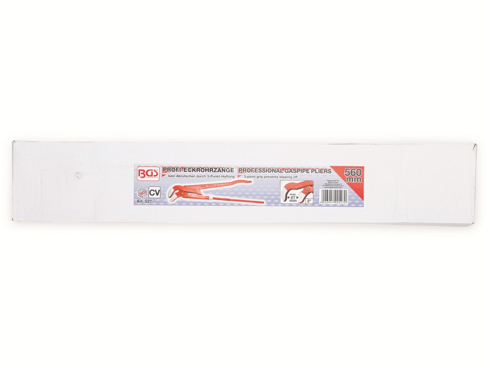 BGS TECHNIC Eckrohrzange 527, 2", S-Maul, 560 mm