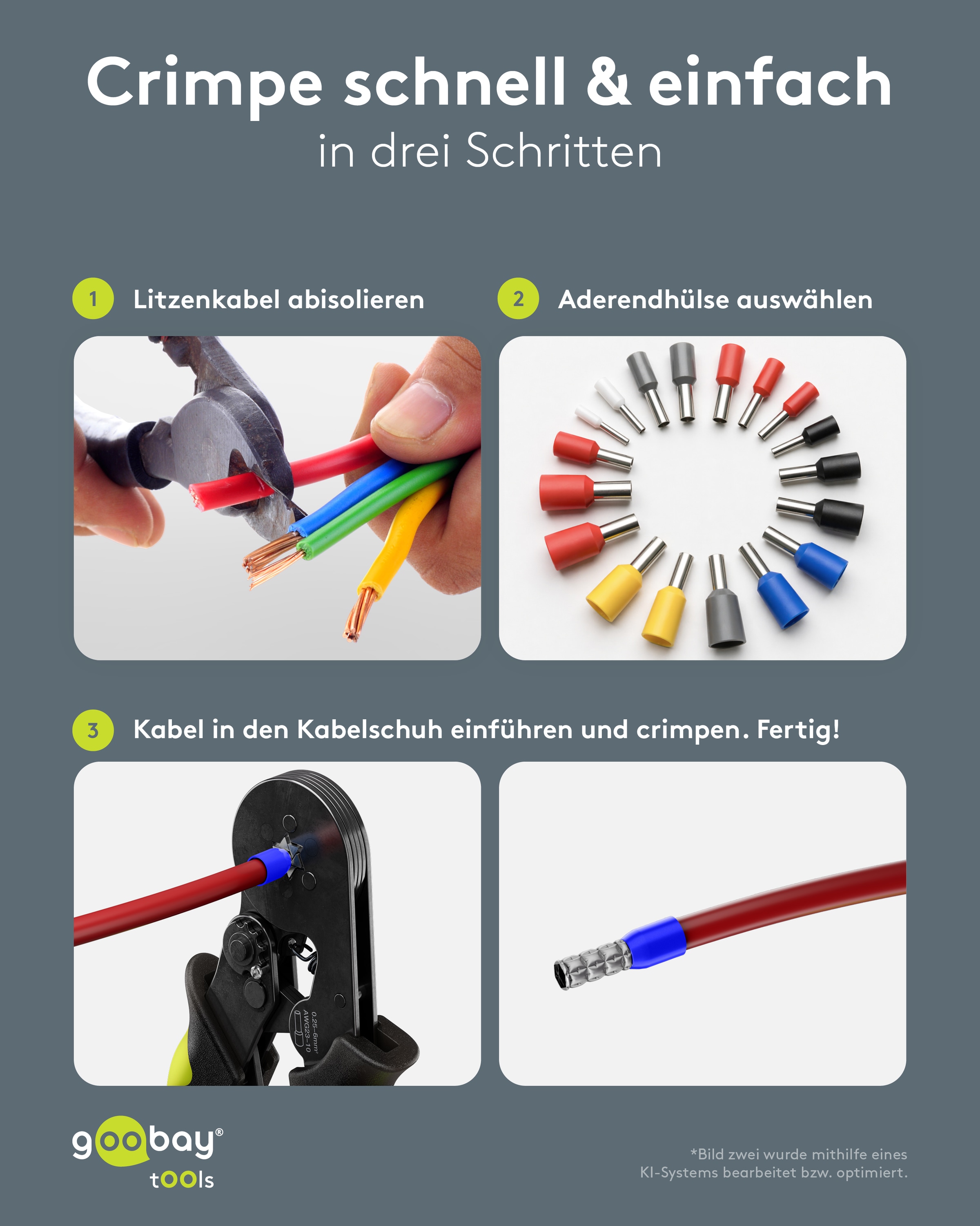 GOOBAY TOOLS Sechskant-Crimpzange, für Aderendhülsen GOOBAY TOOLS Sechskant-Crimpzange, für Aderendhülsen