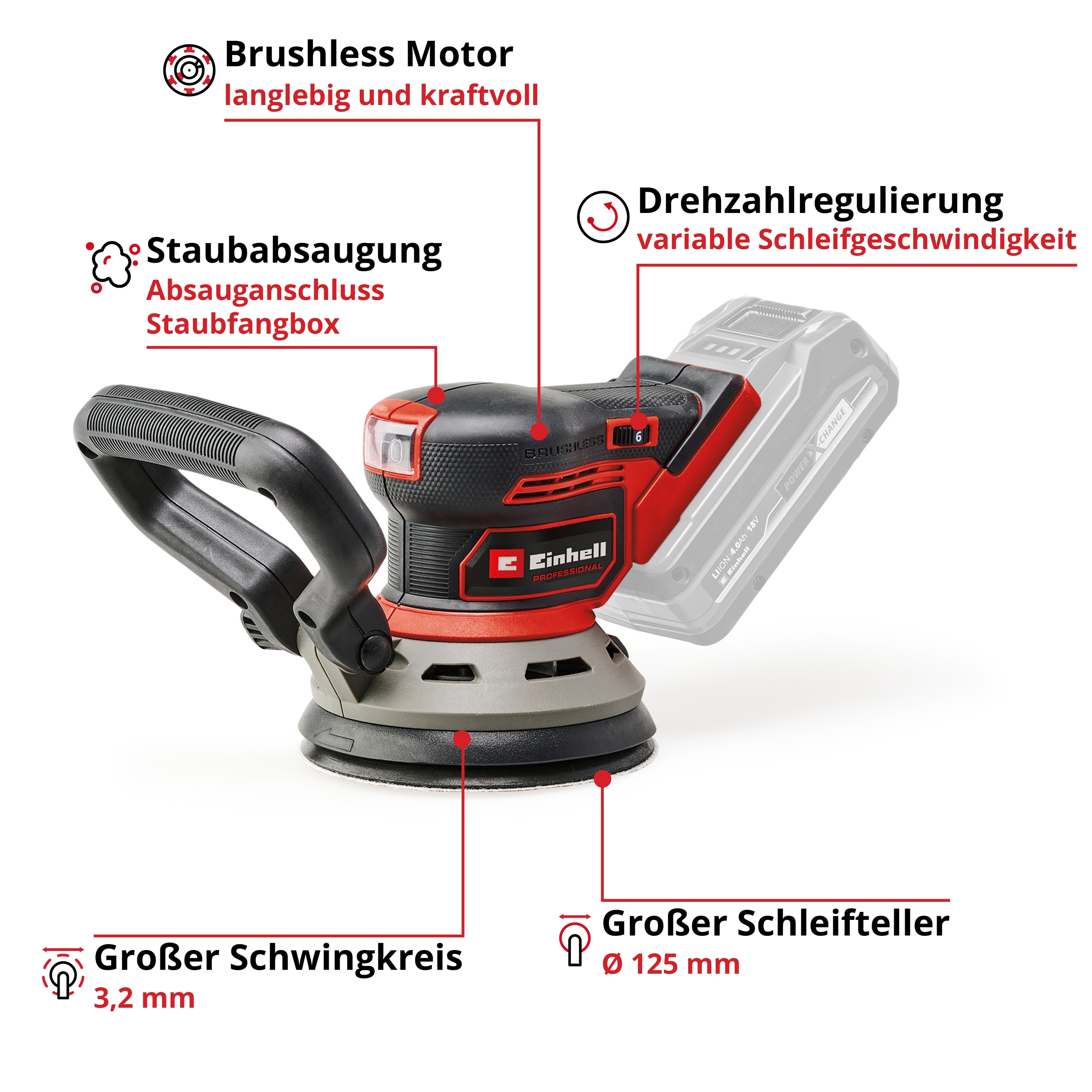 EINHELL PROFESSIONAL Akku-Exzenterschleifer TP-RS 18/32 Li BL Kit (1x 4,0 Ah) EINHELL Akku-Exzenterschleifer TP-RS 18/32 Li BL Kit (1x 4,0 Ah)