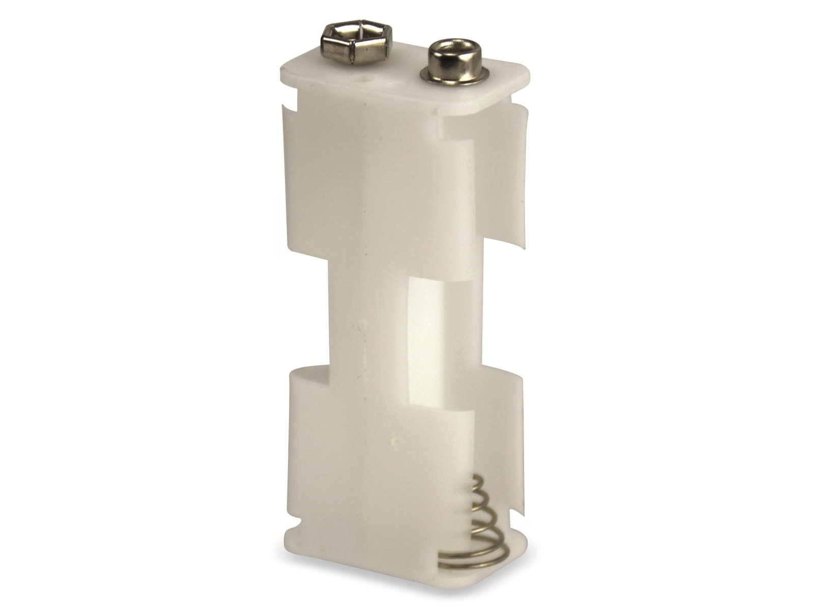 Batteriehalter, 2x Mignon, weiß, Clip-Anschluss Batteriehalter, 2x Mignon, weiß, Clip-Anschluss