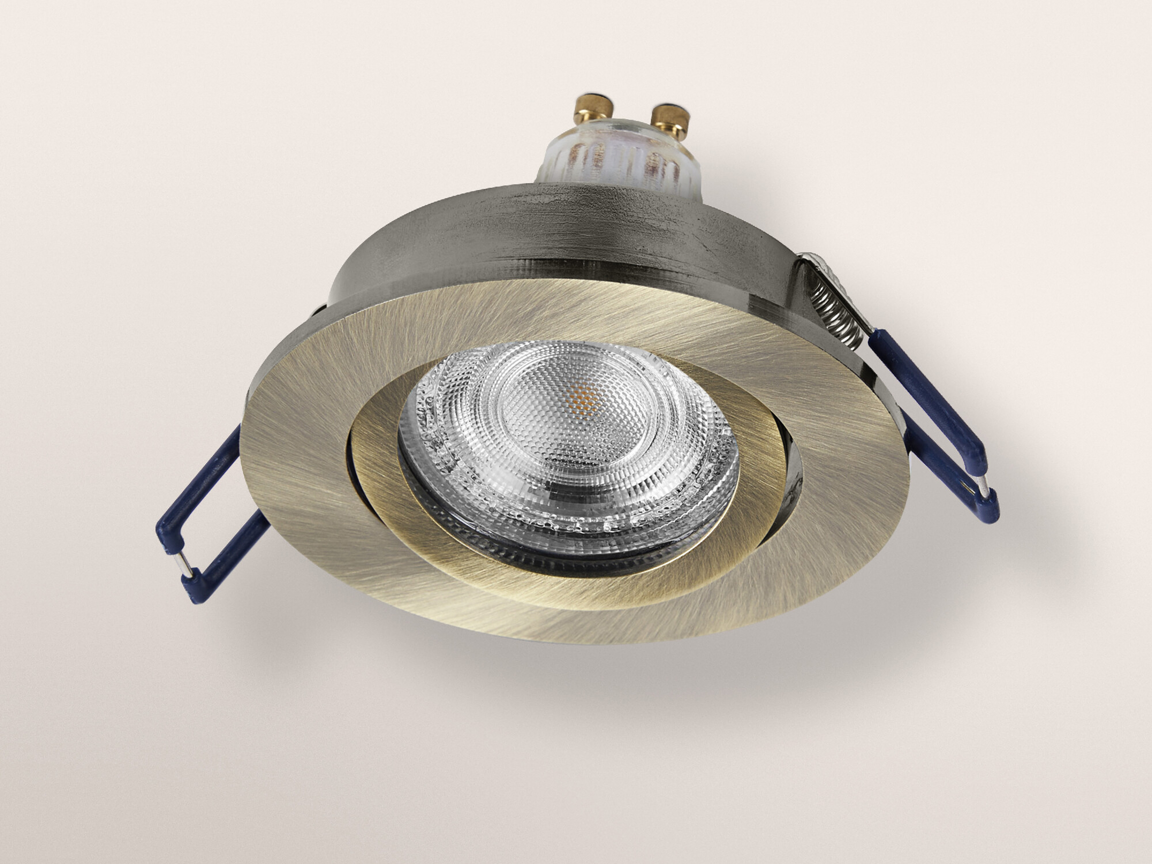 OSRAM LED-Einbauleuchte, GU10, 4,5W, 2700K, 400lm, warmweiß, IP20, Grün-Messing, 3er Set