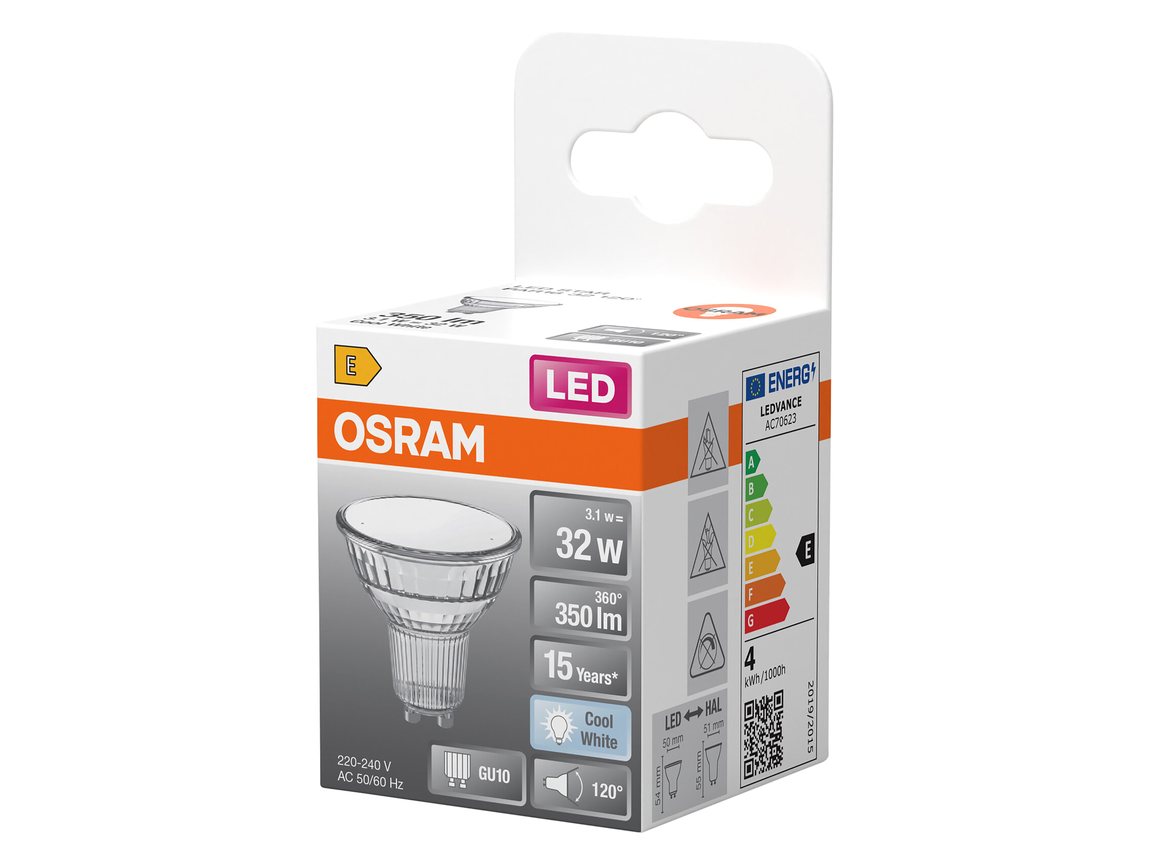 OSRAM LED-Lampe STAR, GU10, 3,1 W, 4000 K, EEK: E, 350 lm, IP20, neutralweiß